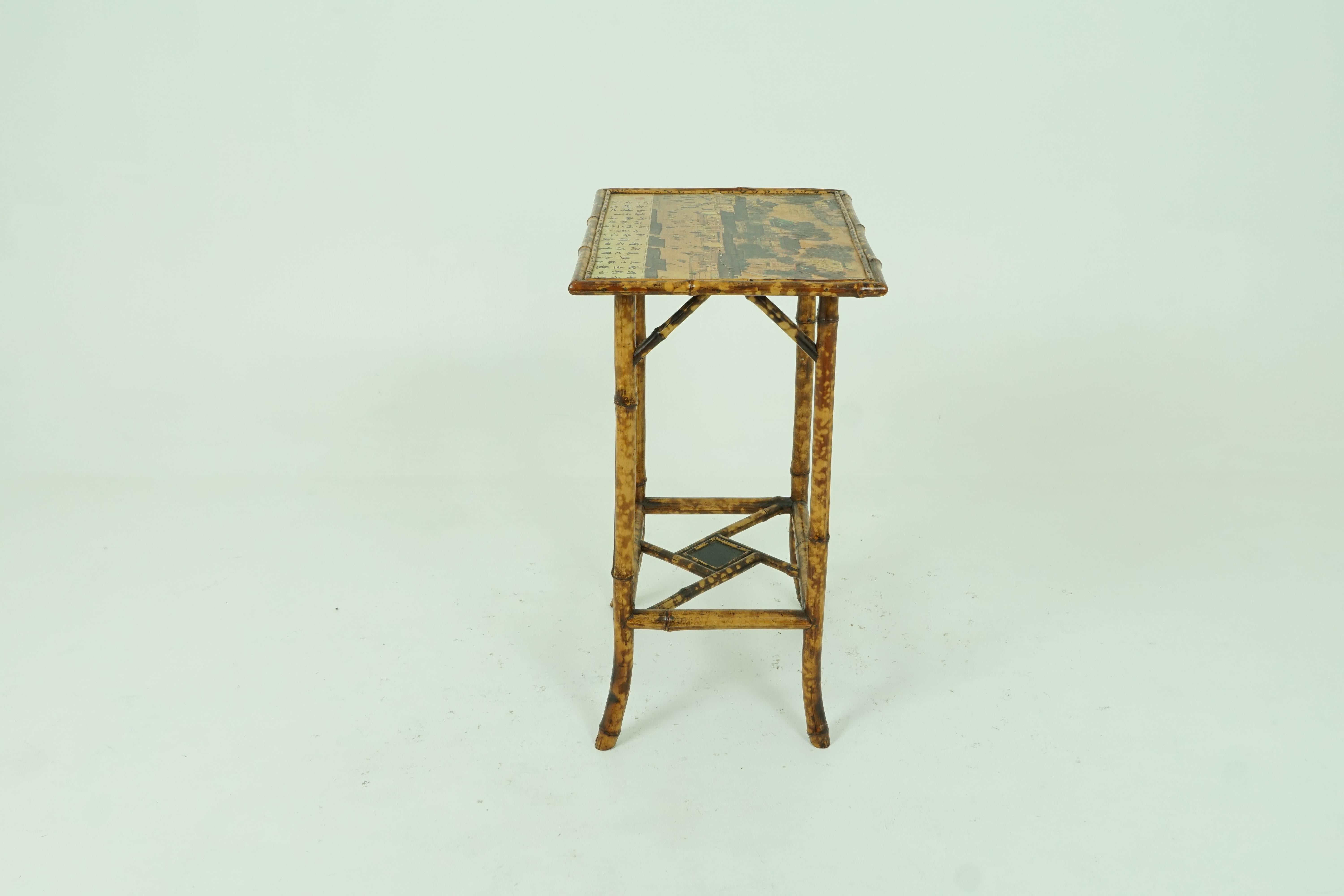 Hand-Crafted Antique Bamboo Table, Victorian Two-Tier Oriental Table, Scotland, 1900, B1909