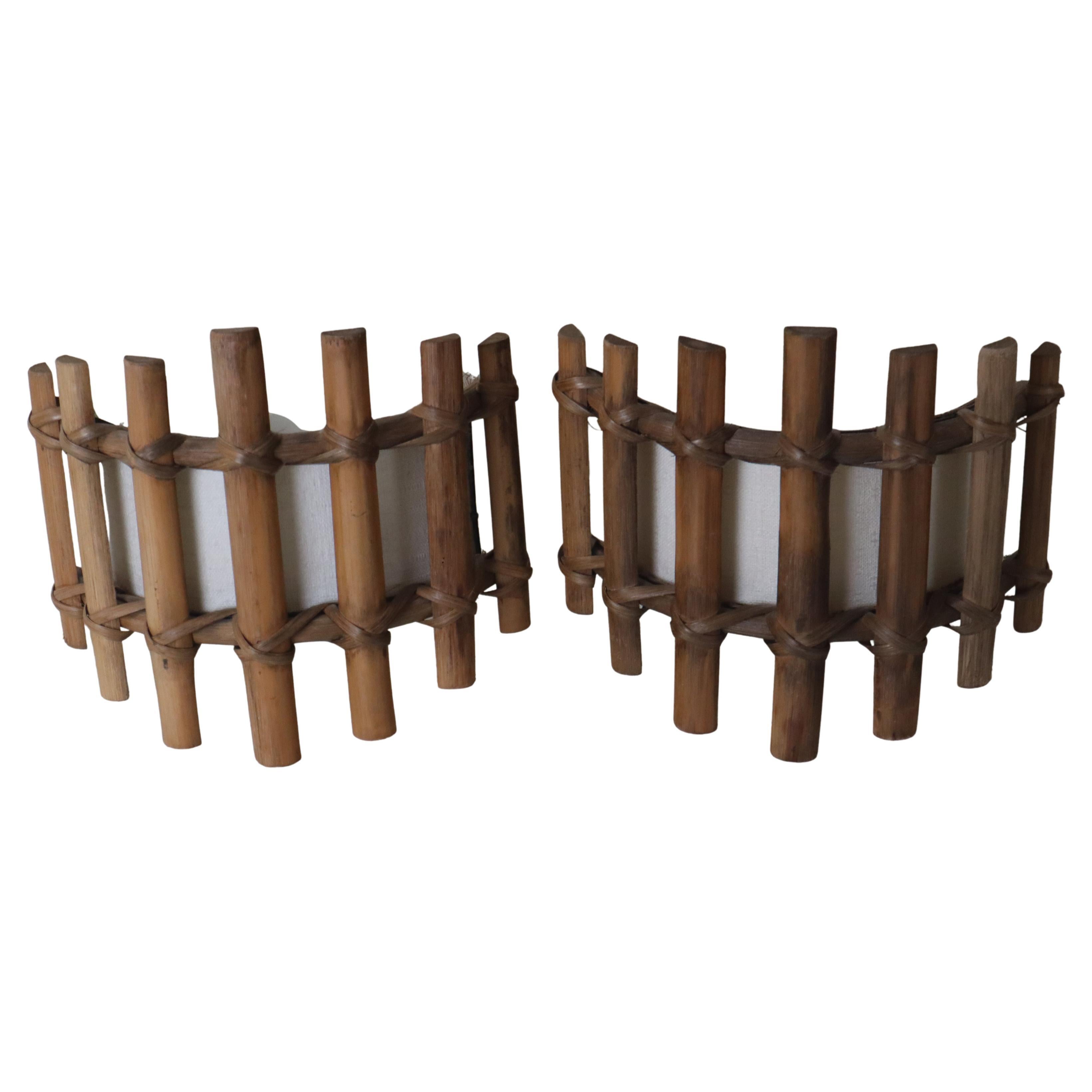 Antique Bamboo Wall Sconces in Louis Sognot Style, 1960s