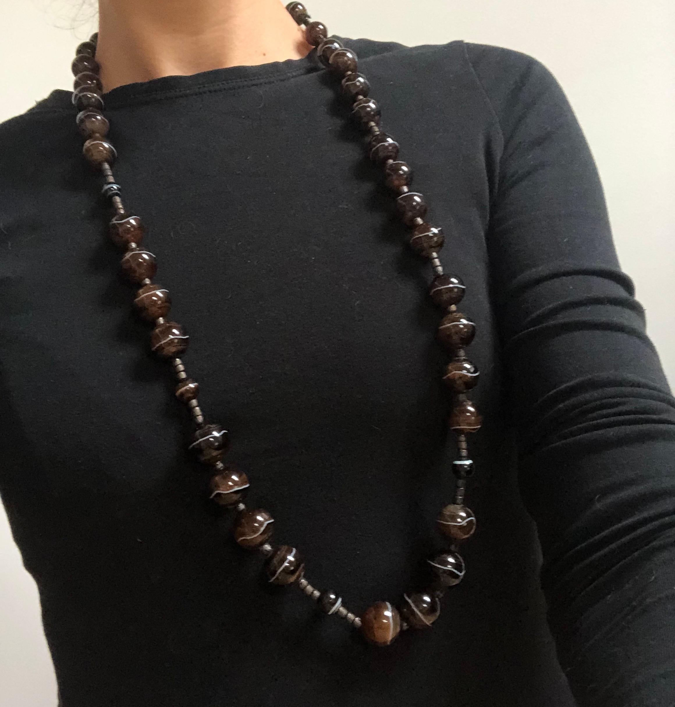 Women's Antique Banded Agate Beaded Necklace