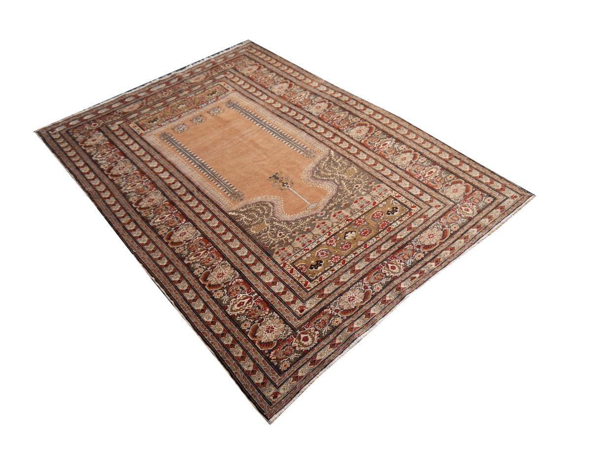 20th Century Antique Bandirma Prayer Rug Pandirma Turkish Carpet For Sale