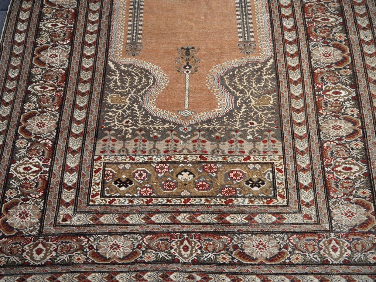 Wool Antique Bandirma Prayer Rug Pandirma Turkish Carpet For Sale