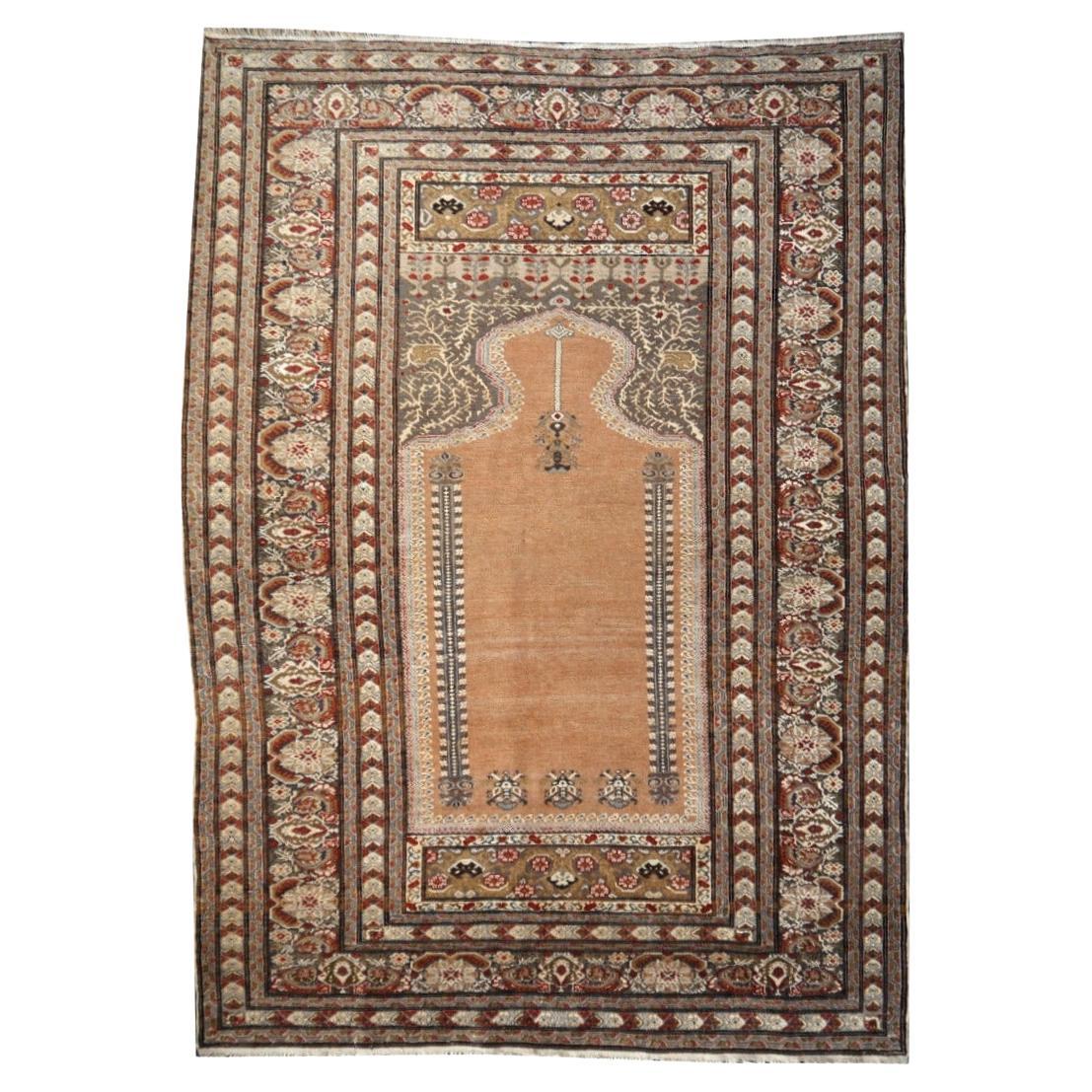 Antique Bandirma Prayer Rug Pandirma Turkish Carpet For Sale