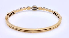 Antique Belle Époque Star Sapphire Cabochon Diamond 14 K Gold Bangle Bracelet