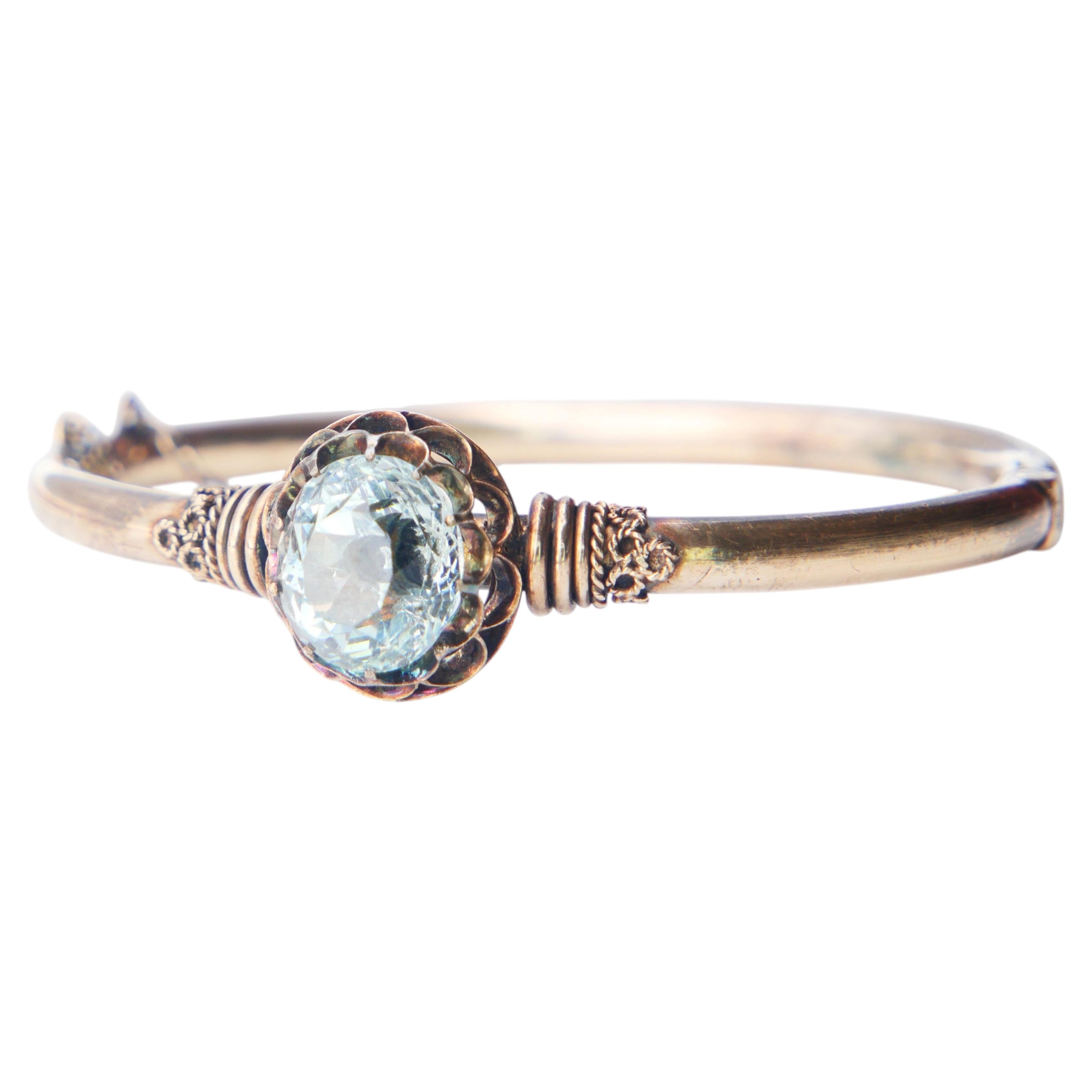 Bracciale rigido d'epoca, naturale, 6 ct. Acquamarina in argento massiccio 830 placcato oro / 16,5 gr