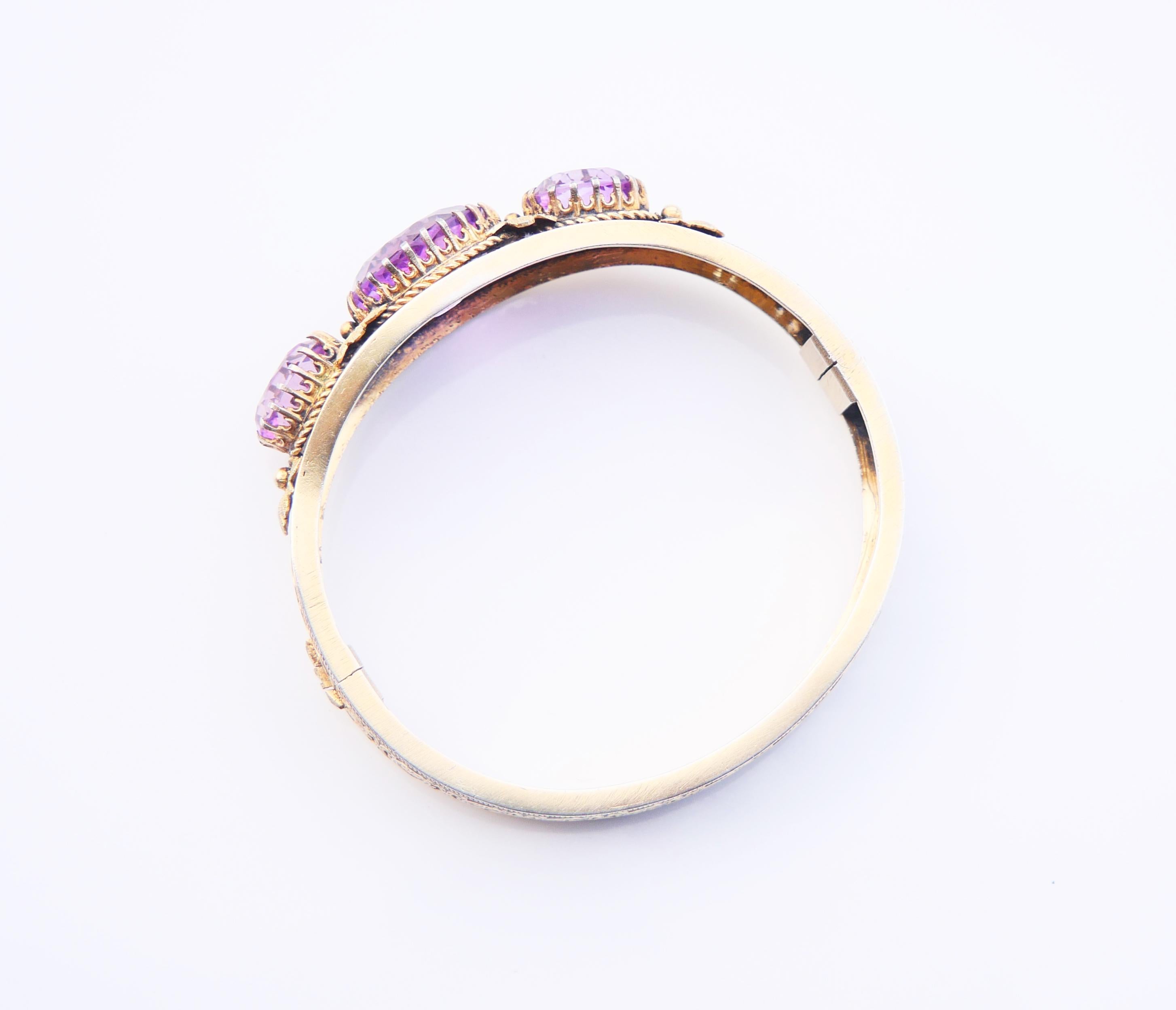 Antique Bangle Bracelet natural Amethyst solid gilt Silver / 21.5 gr For Sale 4