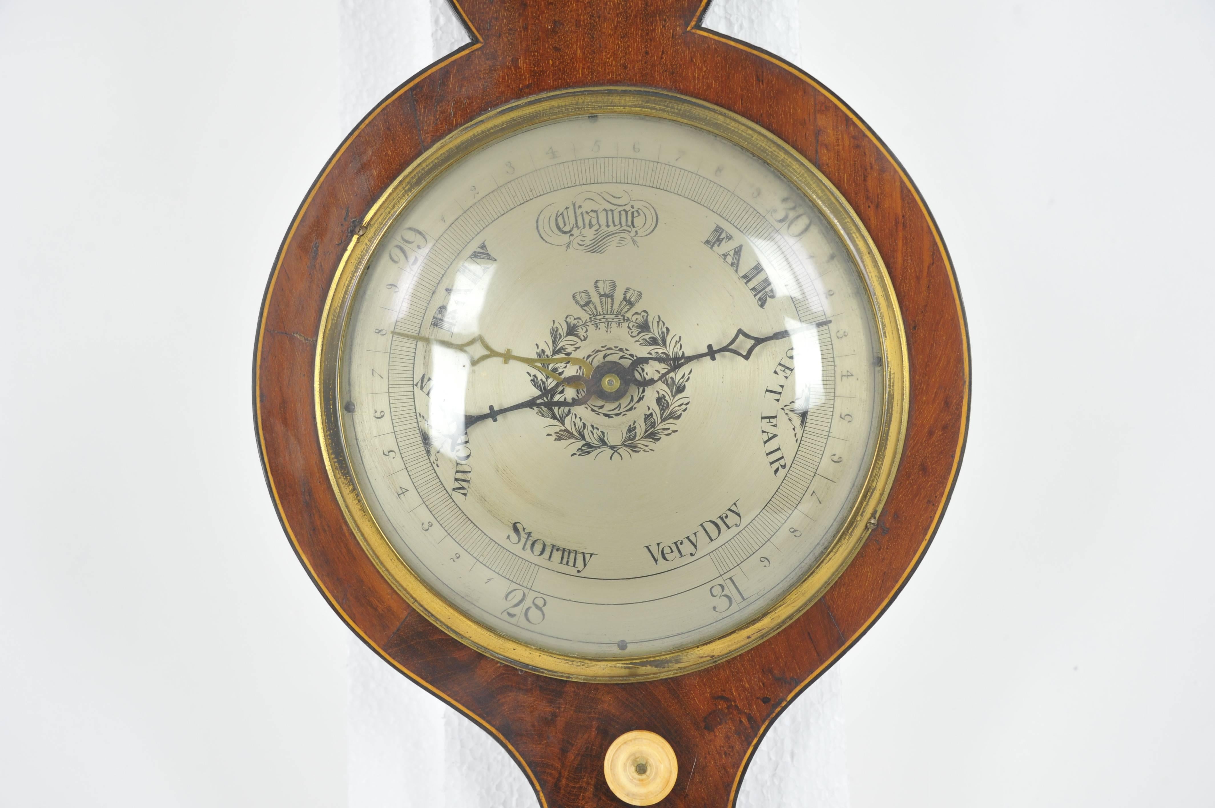 Early 19th Century Antique Banjo Barometer, Decorative Barometer, Georgian Mahogany, Scotland