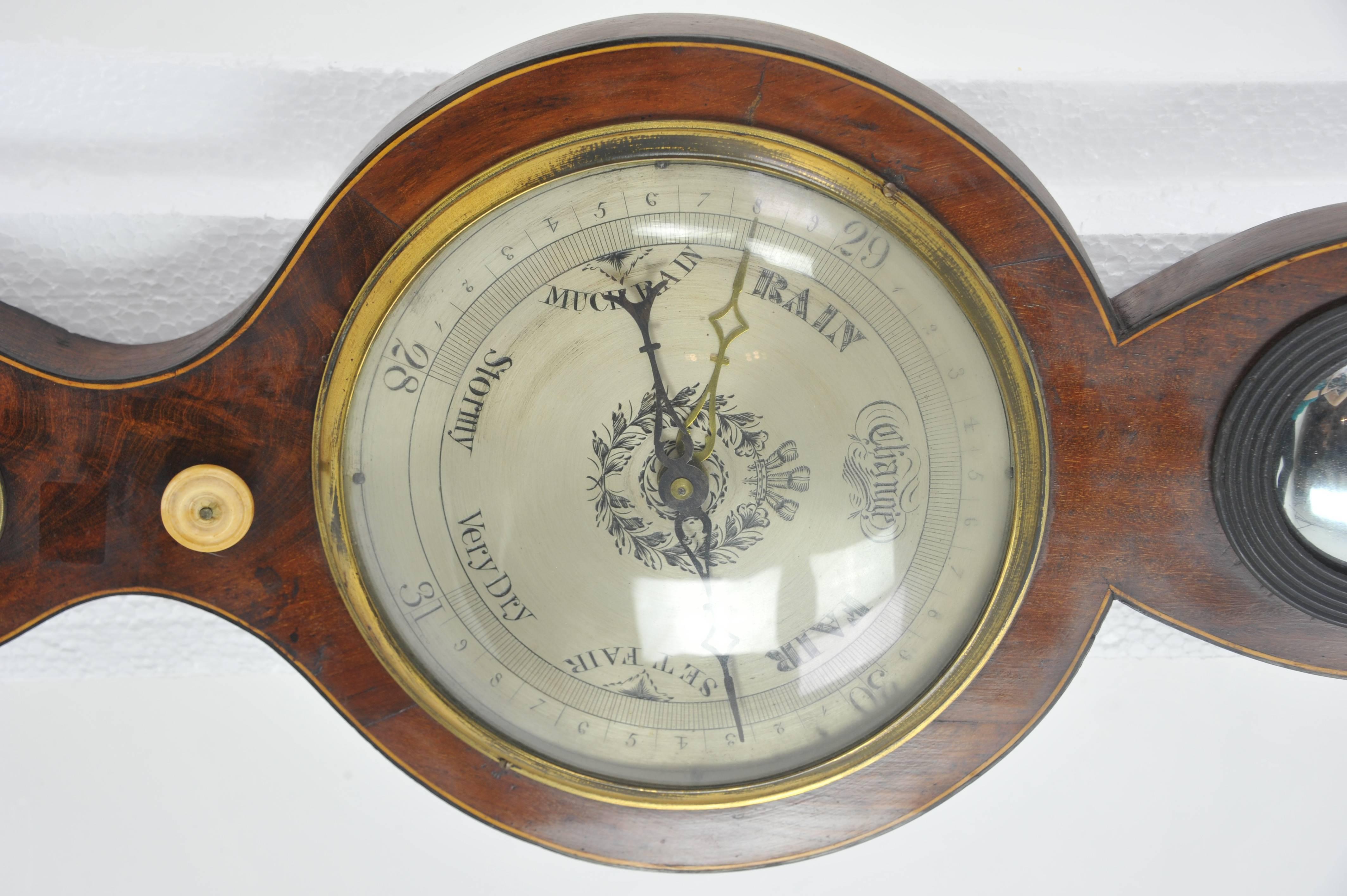 Antique Banjo Barometer, Decorative Barometer, Georgian Mahogany, Scotland 1