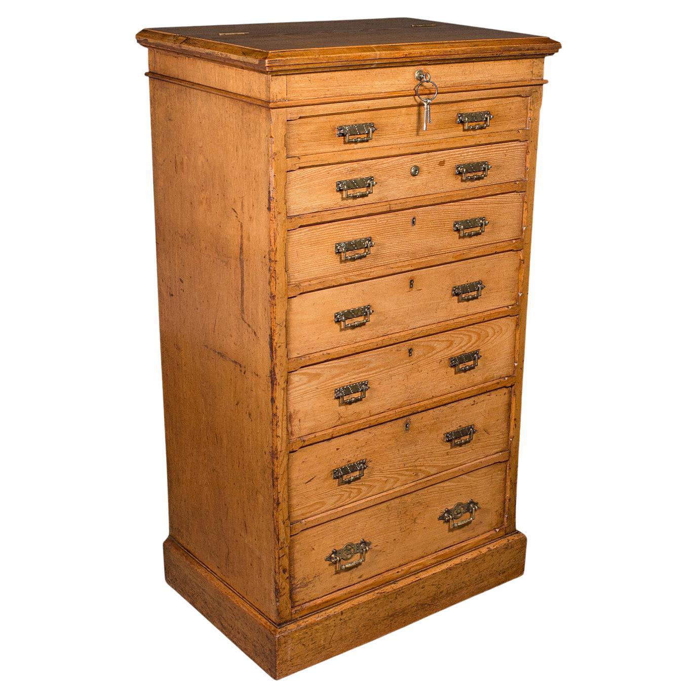 Antique Banker's Chest of Drawers, English, Oak, Tallboy, Maple & Co, Victorian For Sale