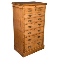 Vintage Banker's Chest of Drawers, English, Oak, Tallboy, Maple & Co, Victorian