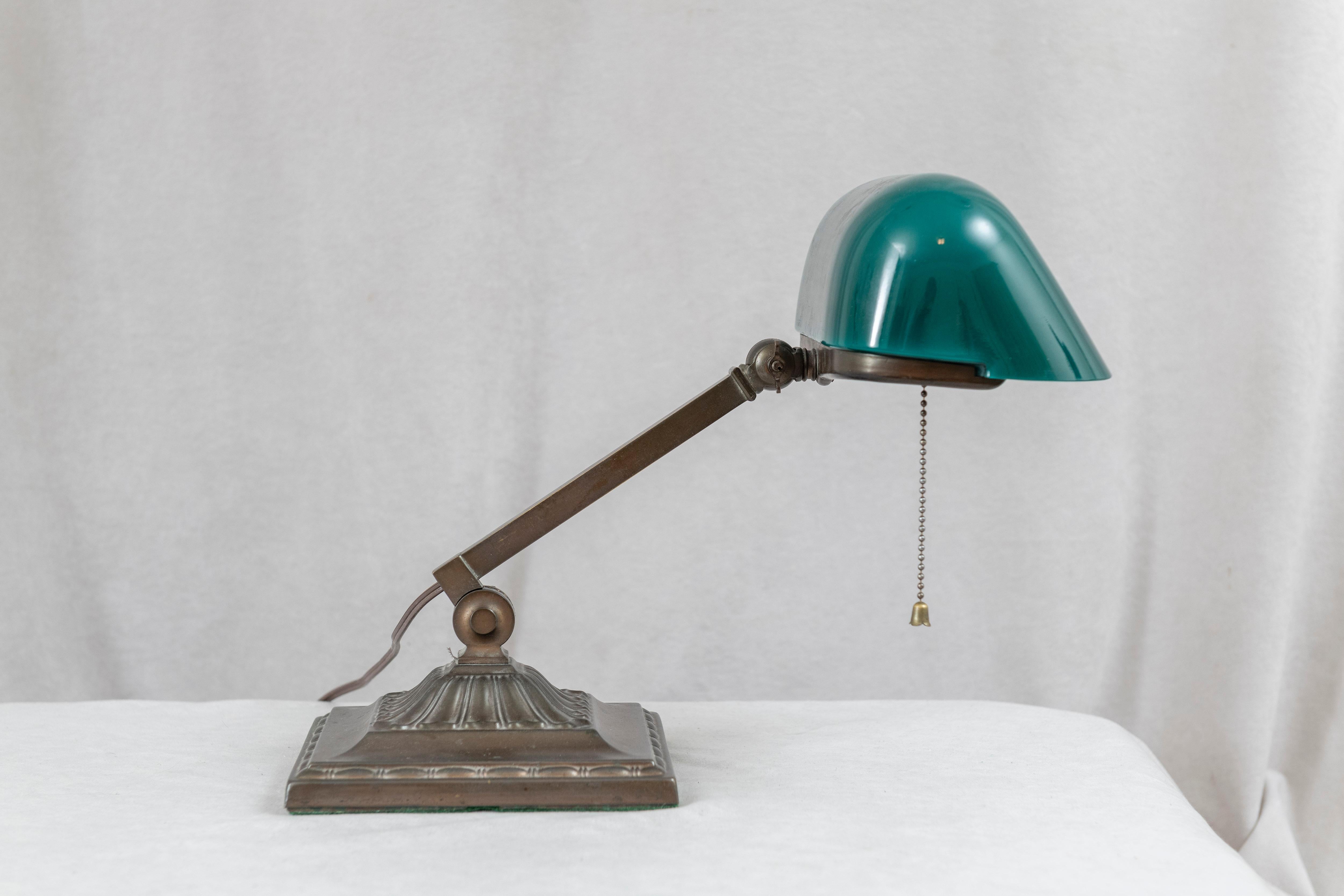 antique desk lamp green glass shade