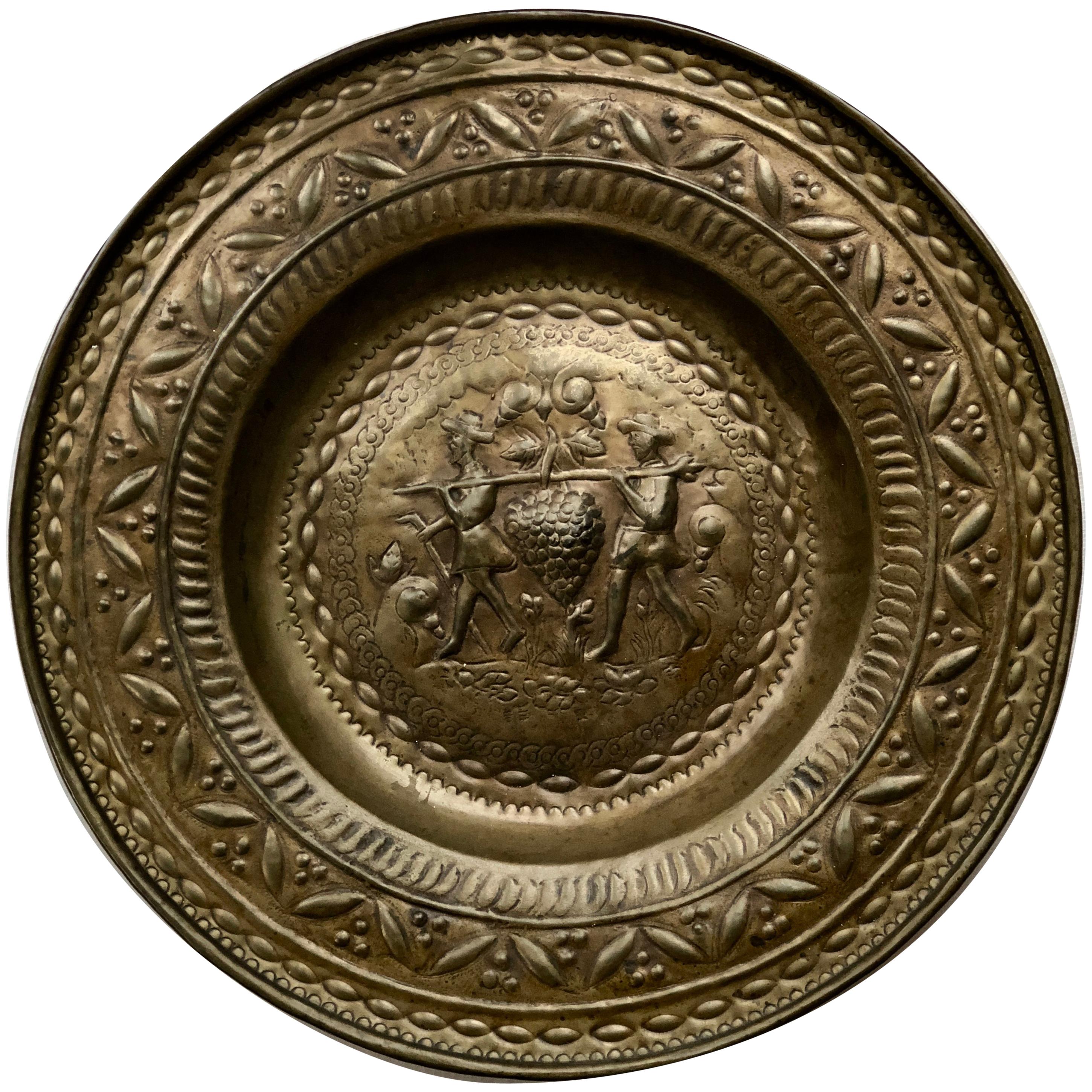 Antique Baptist Charger, Brass, 17th Century, Netherlands For Sale