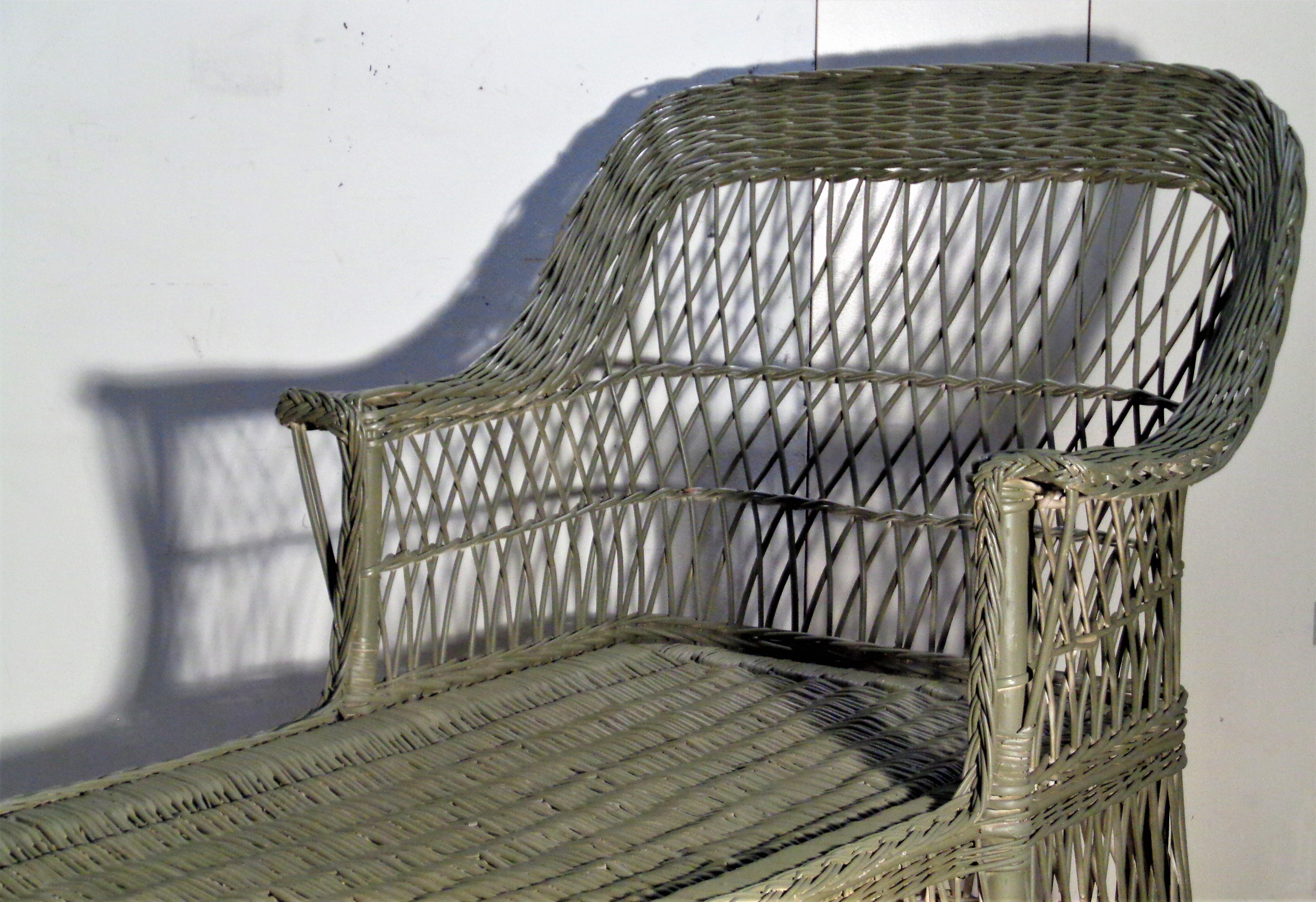 Antique Bar Harbor Wicker Willow Chaise Lounge 4