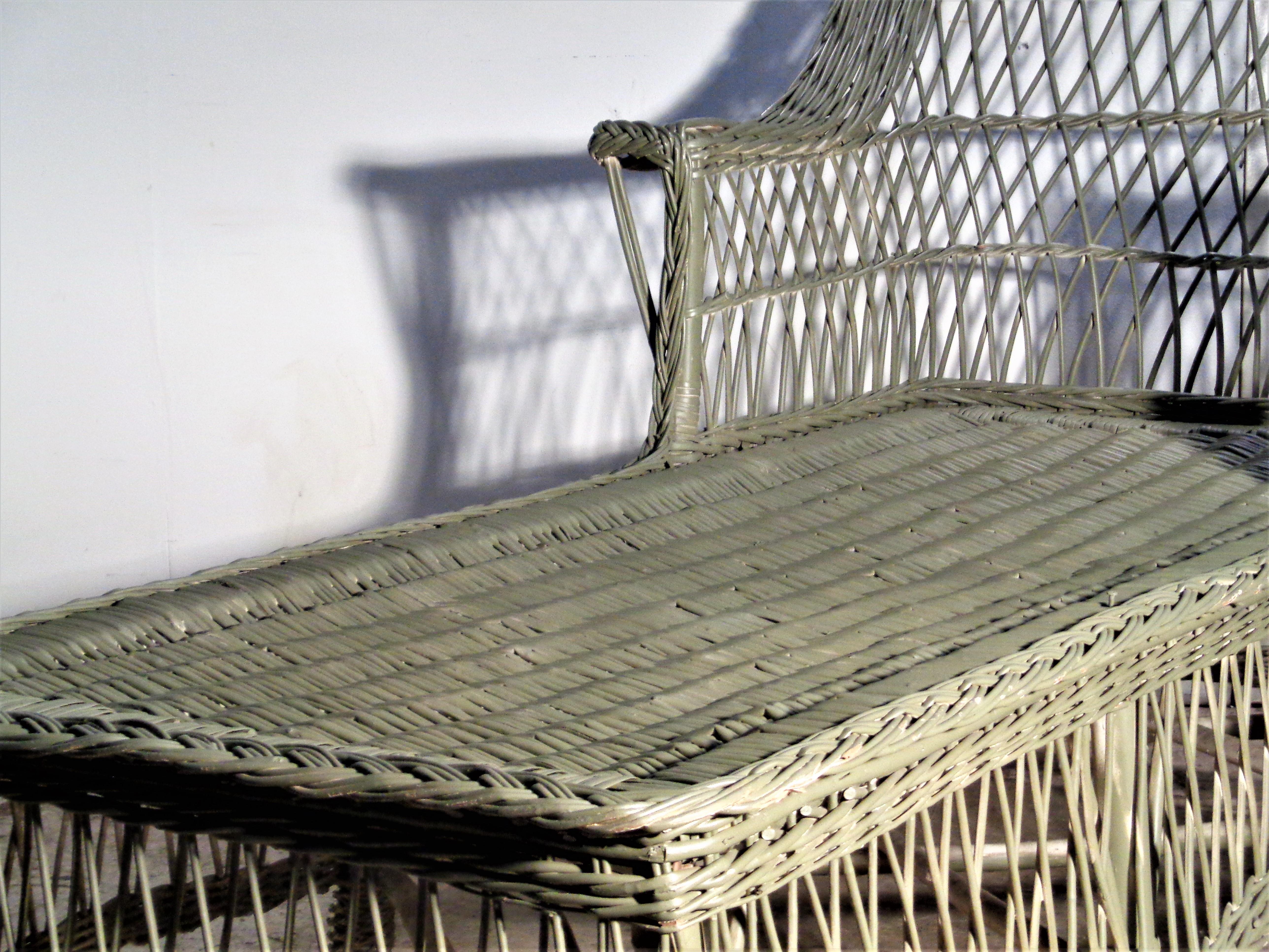 Antique Bar Harbor Wicker Willow Chaise Lounge 5