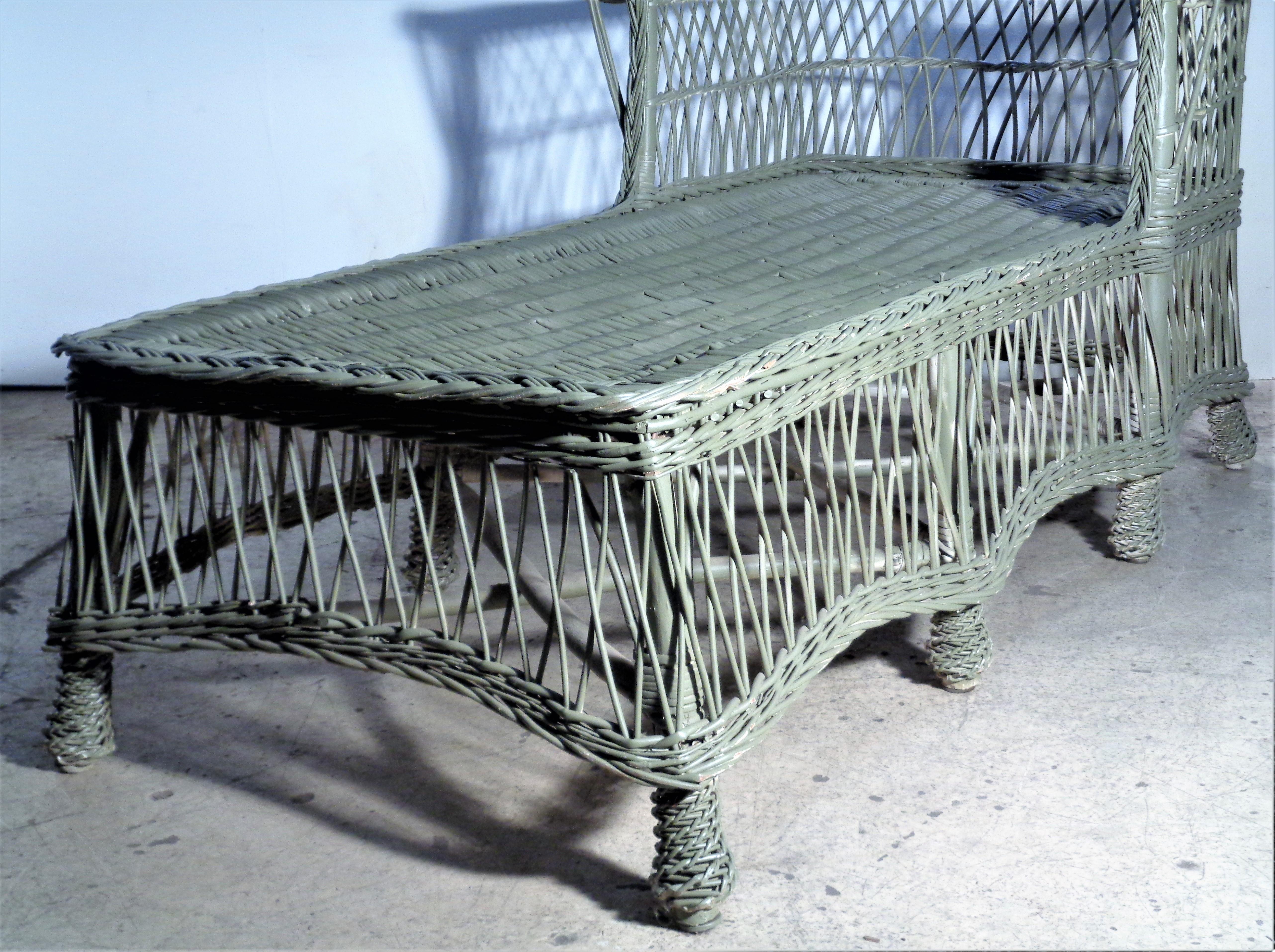 Antique Bar Harbor Wicker Willow Chaise Lounge 6