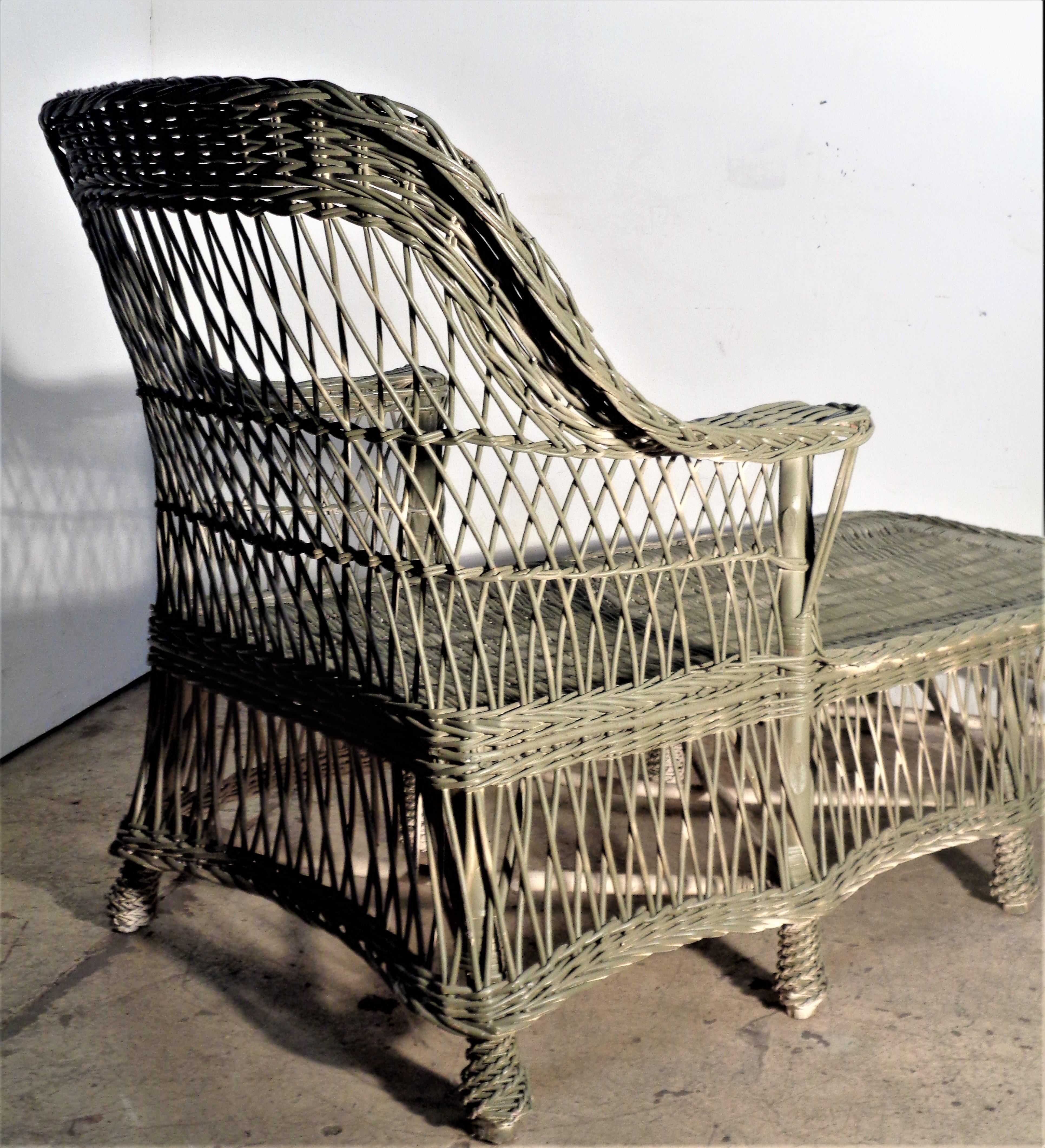 Antique Bar Harbor Wicker Willow Chaise Lounge 1