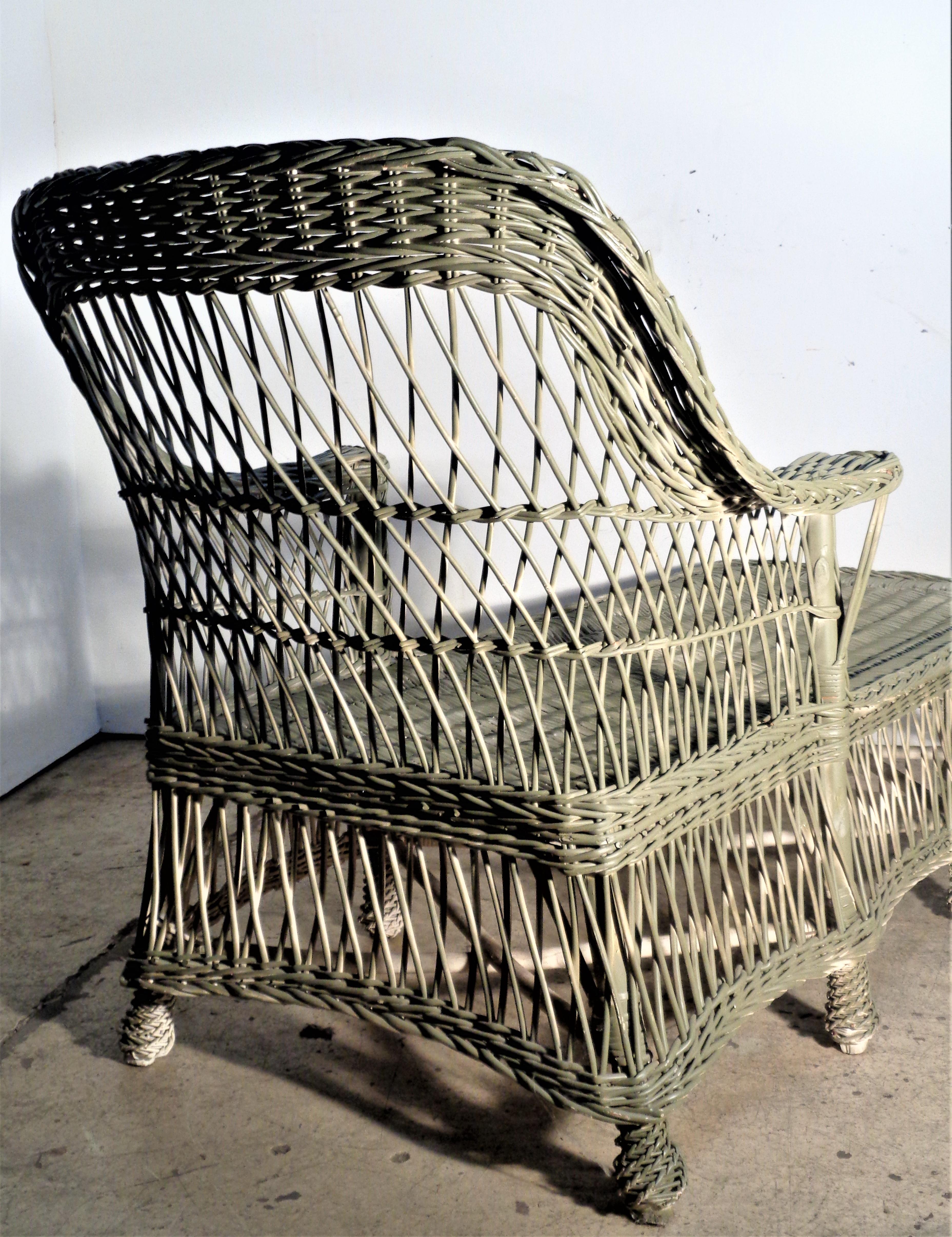 Antique Bar Harbor Wicker Willow Chaise Lounge 2