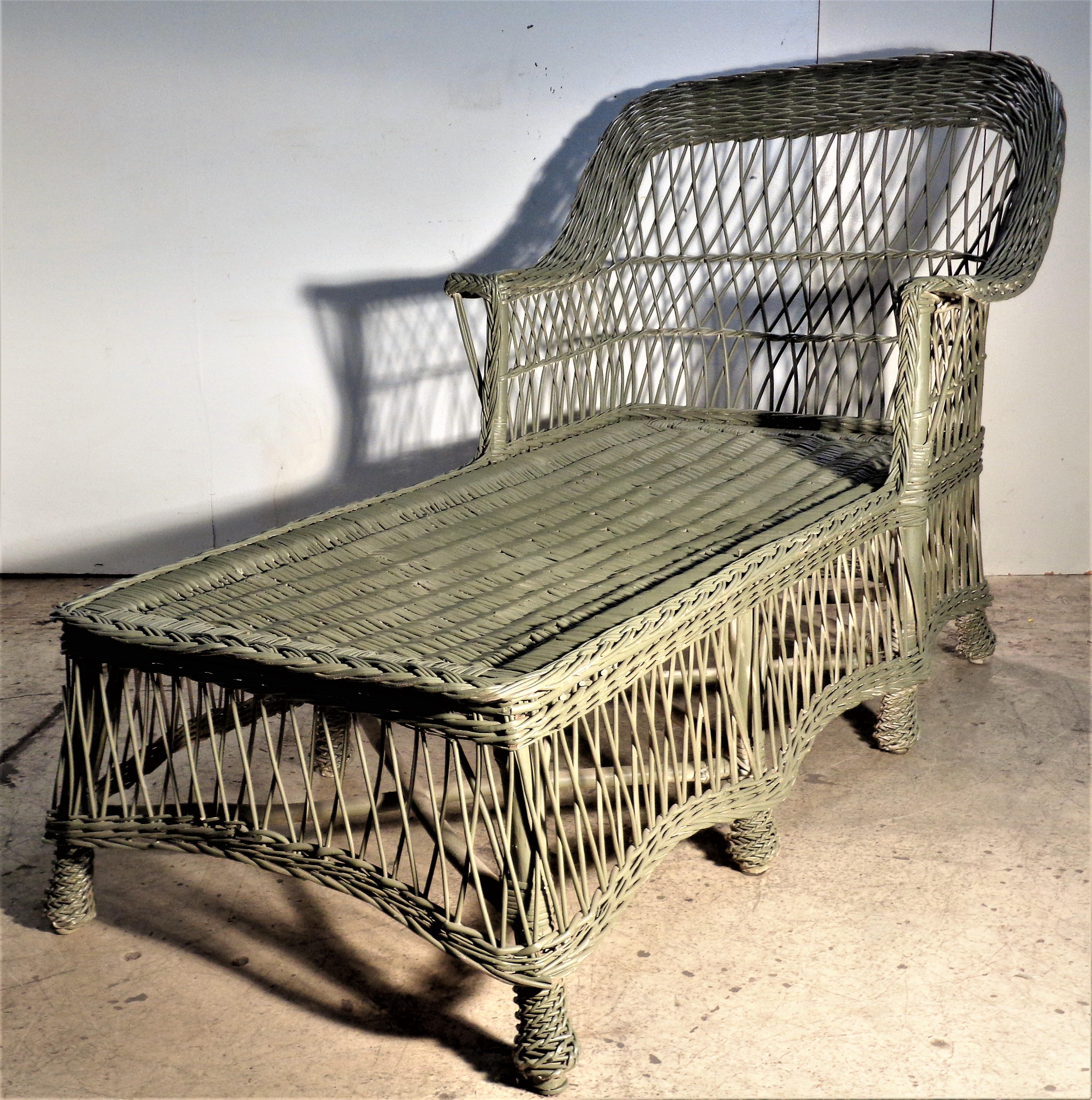 Antique Bar Harbor Wicker Willow Chaise Lounge 3