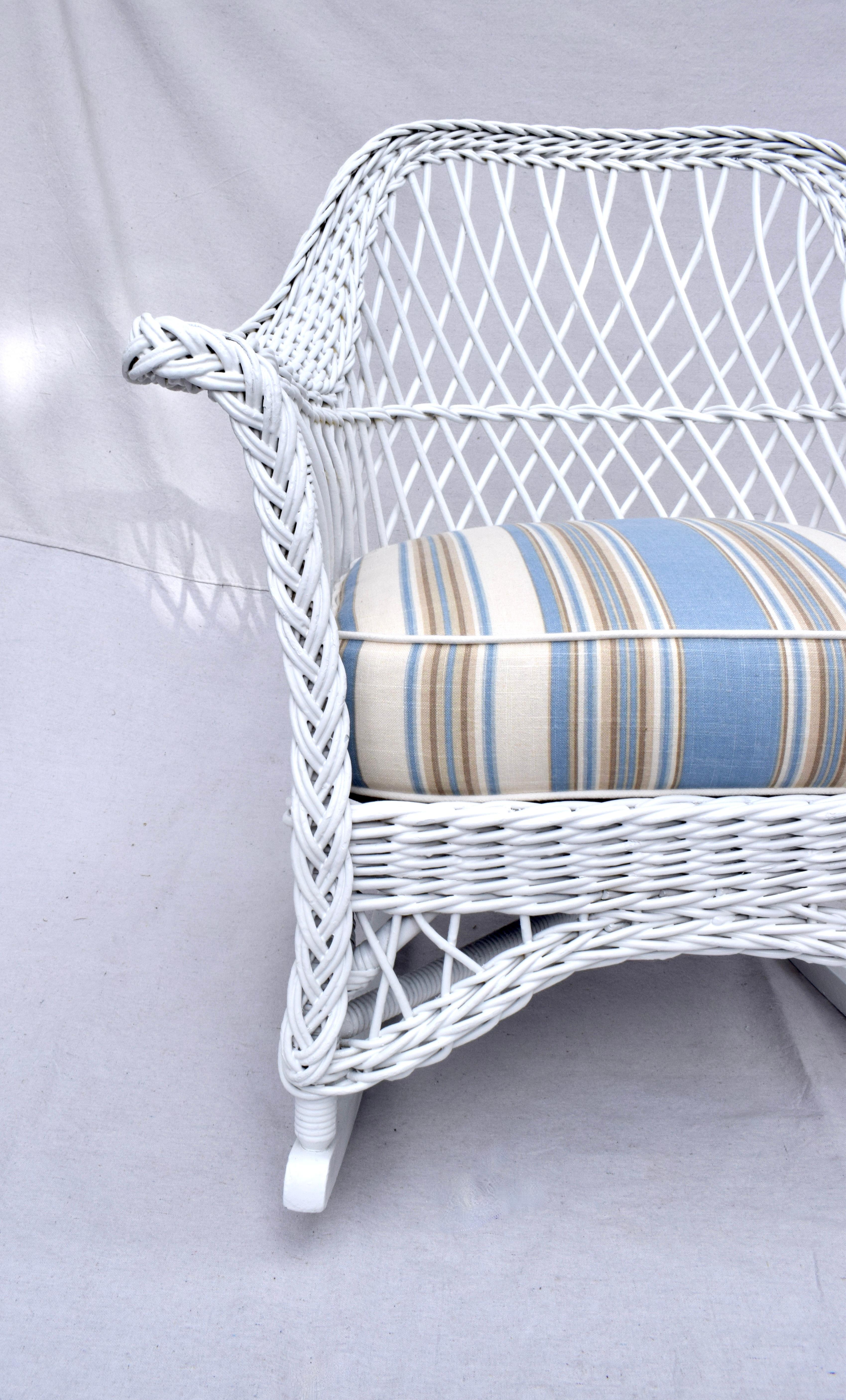 20th Century Antique Bar Harbor Wicker Chair & Rocker - Set of 2