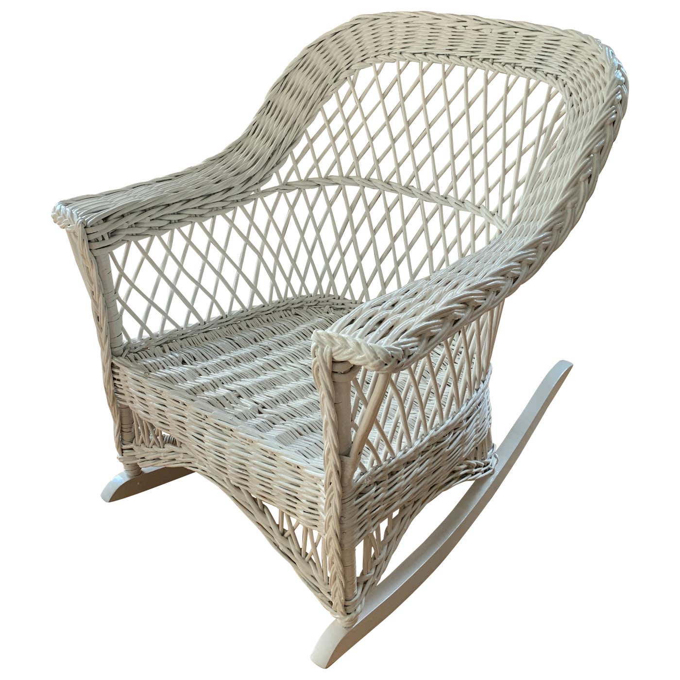 Antique Bar Harbor Wicker Rocker For Sale at 1stDibs | old wicker ...