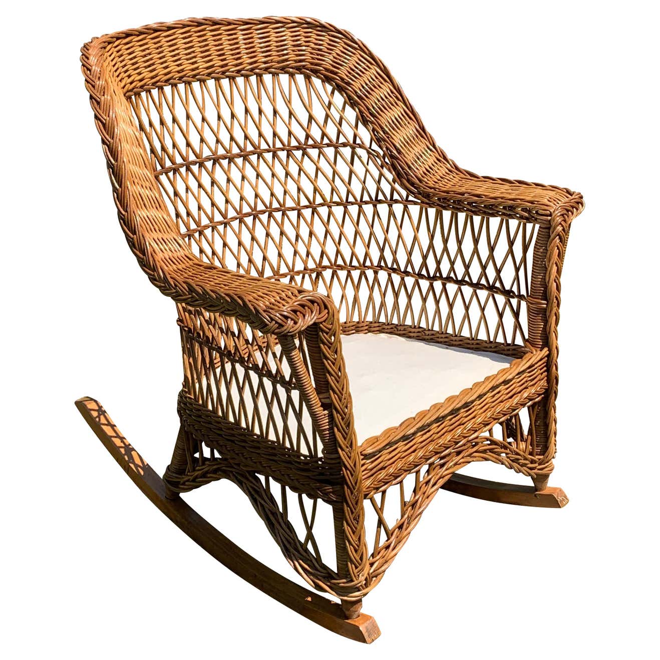 Small Wicker Rocker Antique Bar Harbor Wicker Rocker at 1stDibs | 1920s wicker furniture ...