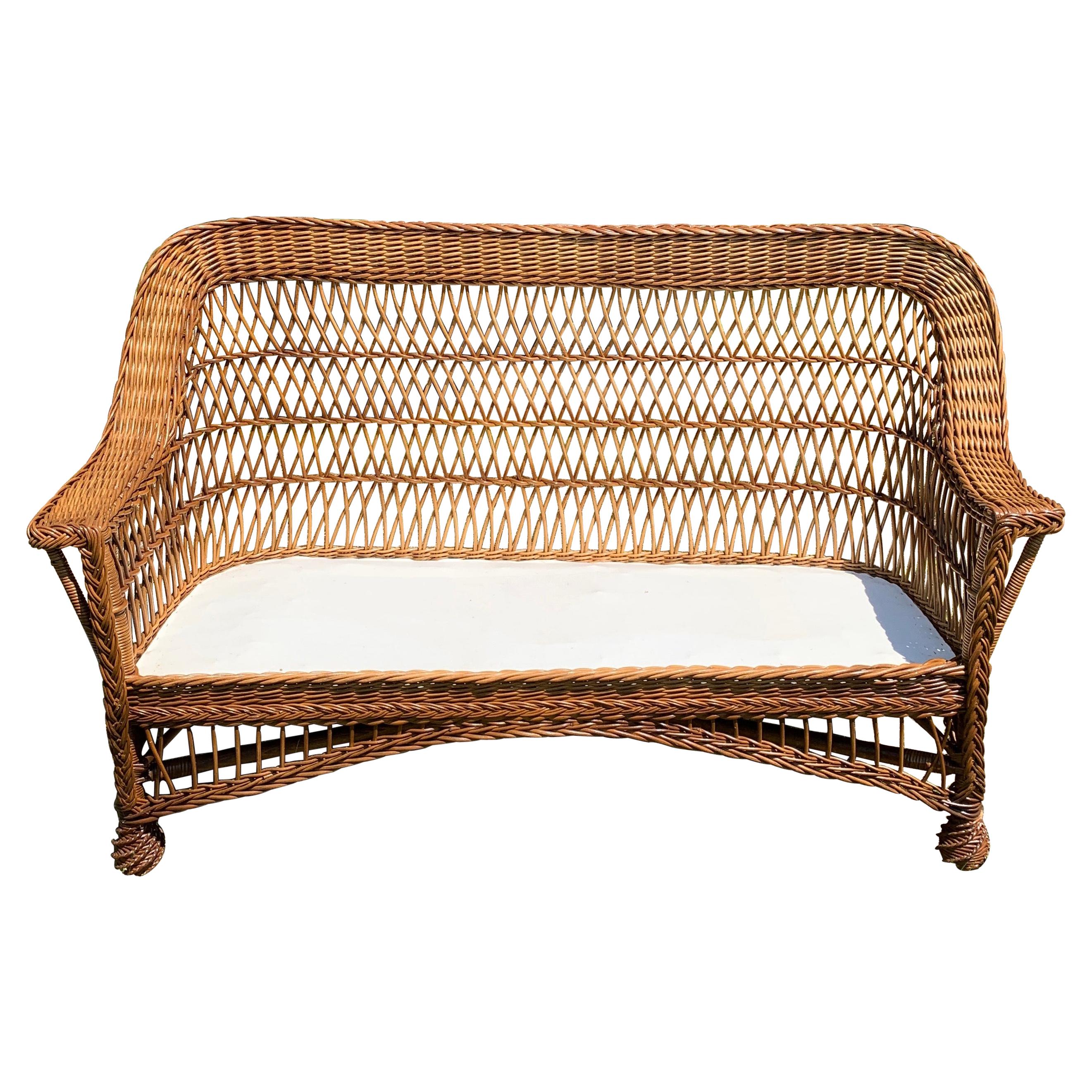 Antique Bar Harbor Wicker Sofa