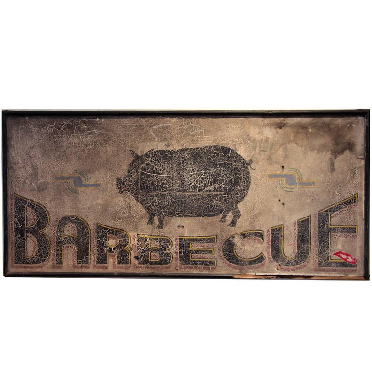 Antique Barbecue Sign For Sale at 1stdibs