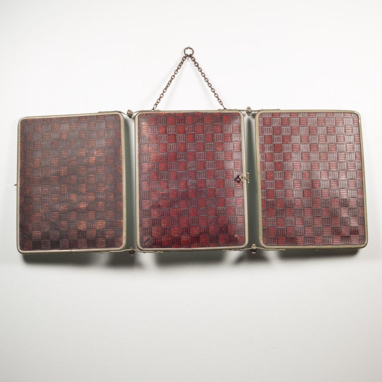 Antique Barber's Nickel TriFold Shaving Mirror, circa 19001920 For