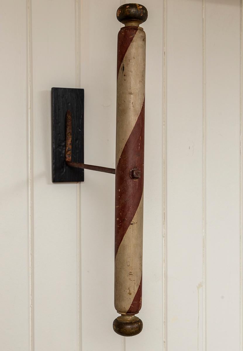 Painted Antique Barber's Pole Trade Sign, late 19th Century