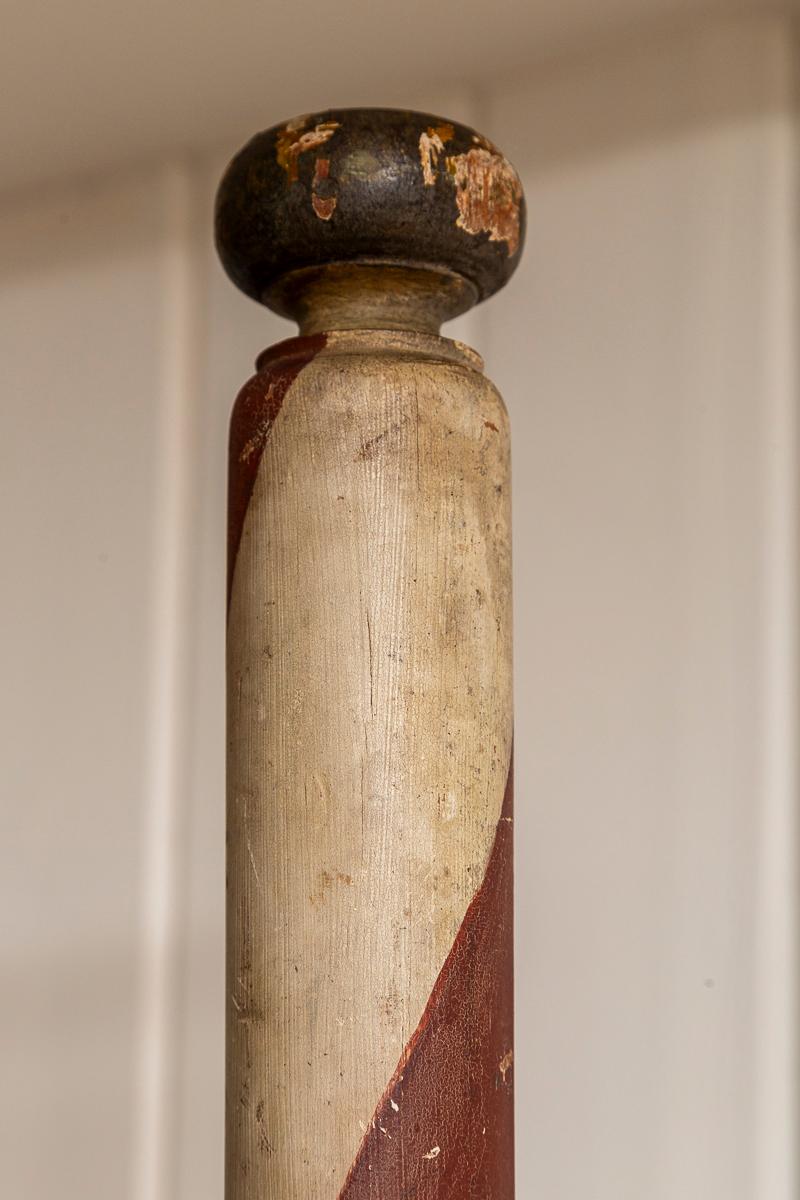 Wood Antique Barber's Pole Trade Sign, late 19th Century