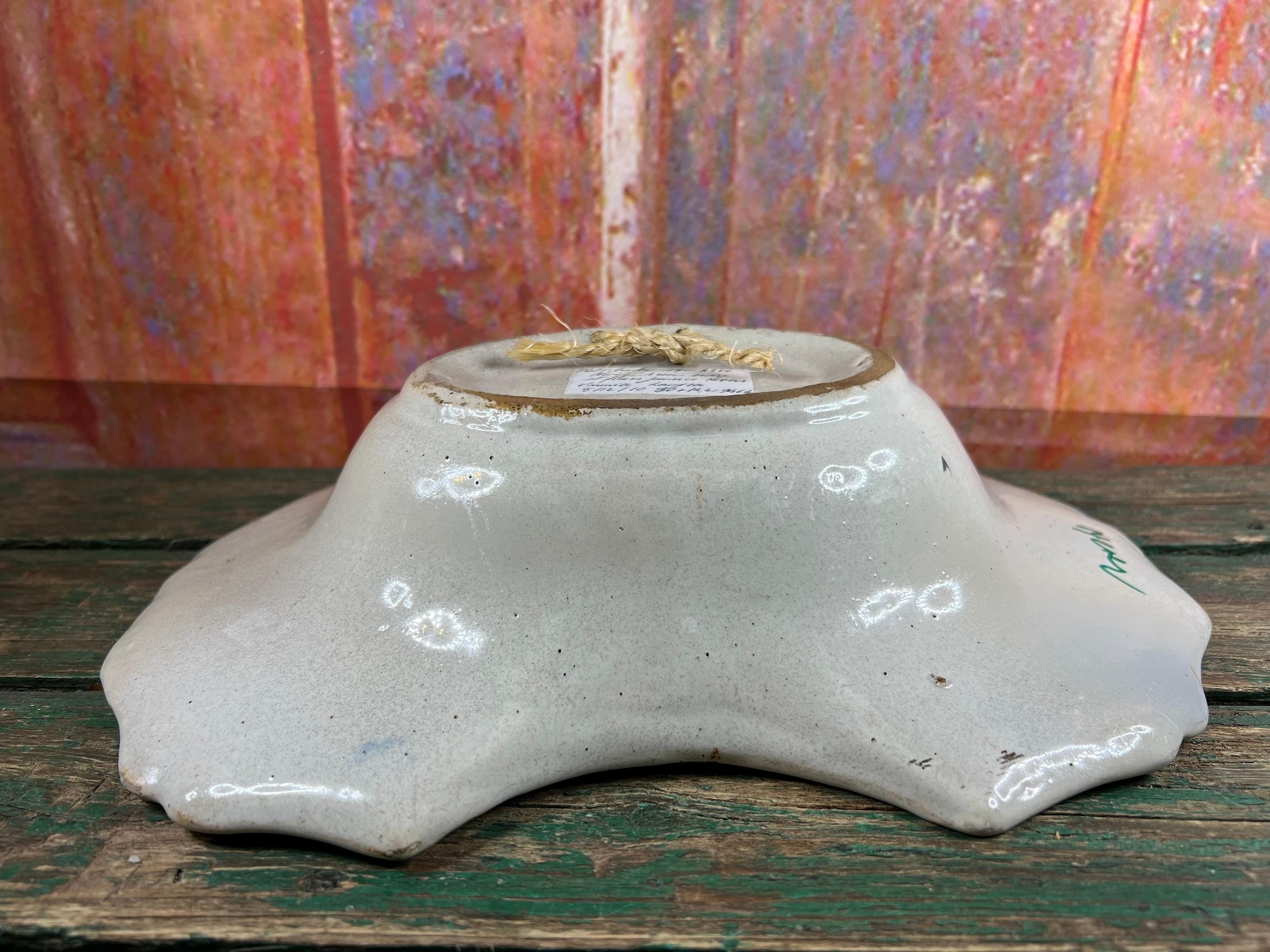 19th Century Antique barber's shaving bowl in faience of Nevers France 19th For Sale