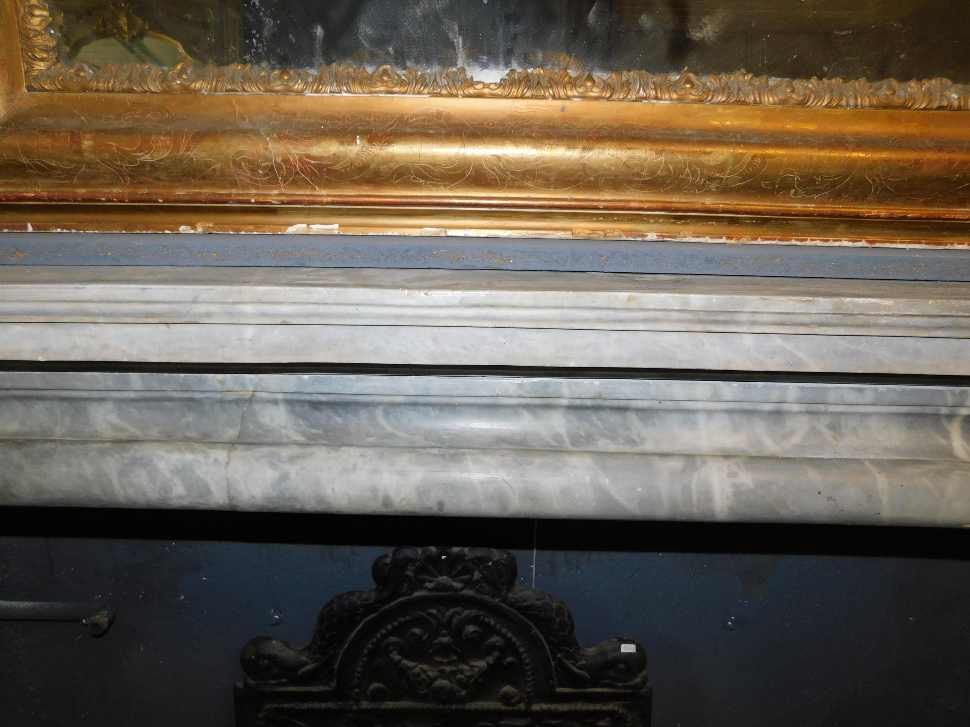 Antique Bardiglio Gray Marble Fireplace, 18th Century Italy For Sale 5