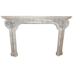 Antique Bardiglio Gray Marble Fireplace, 18th Century Italy