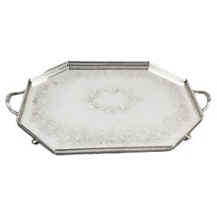 Used Barker-Ellis Edwardian Silver Plated Octagonal Gallery Serving Tray