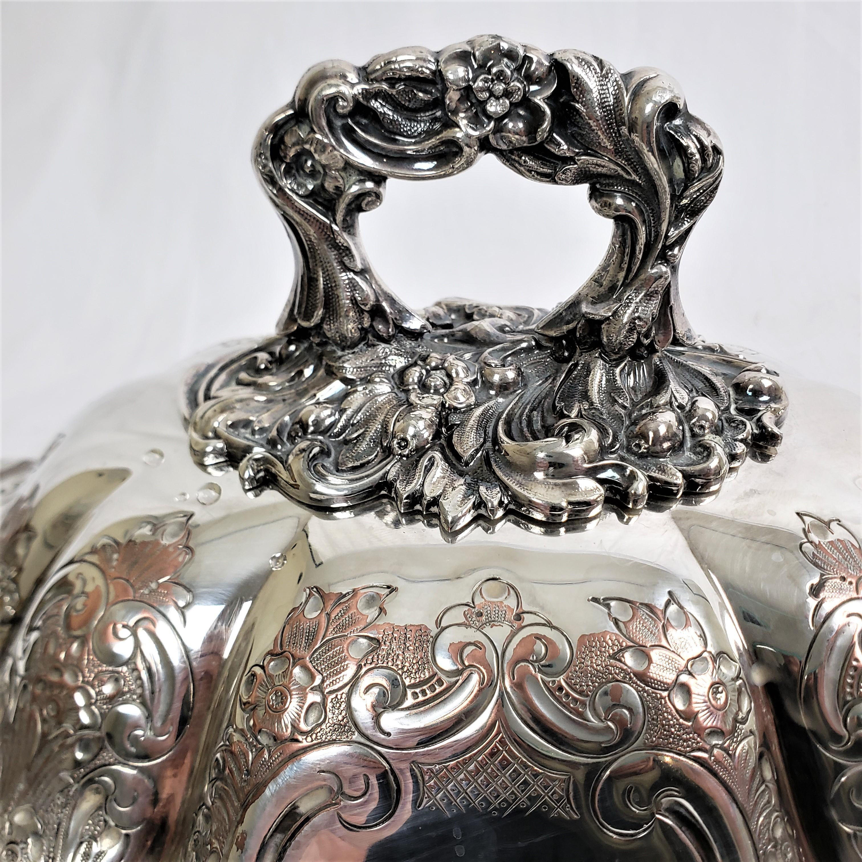 Antique Barker-Ellis Silver Plated Covered Entree Server with Floral Decoration For Sale 2