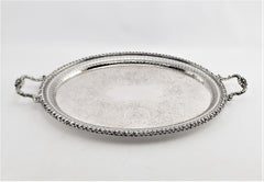 Antique Barker-Ellis Silver Plated Oval Serving Tray with Pierced Decoration
