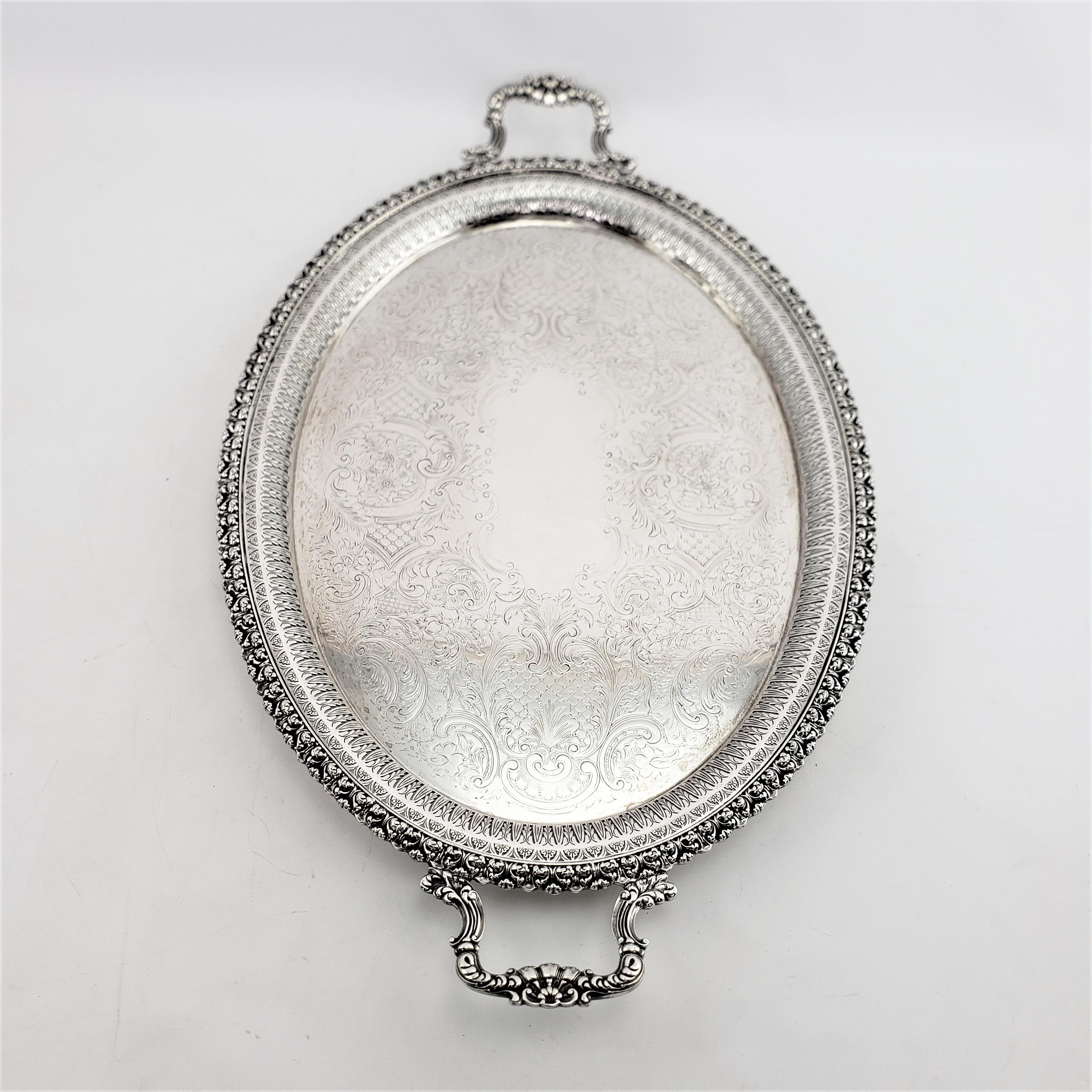 Inglese Antico vassoio da portata ovale placcato in argento di Ellis Barker con decorazione traforata in vendita