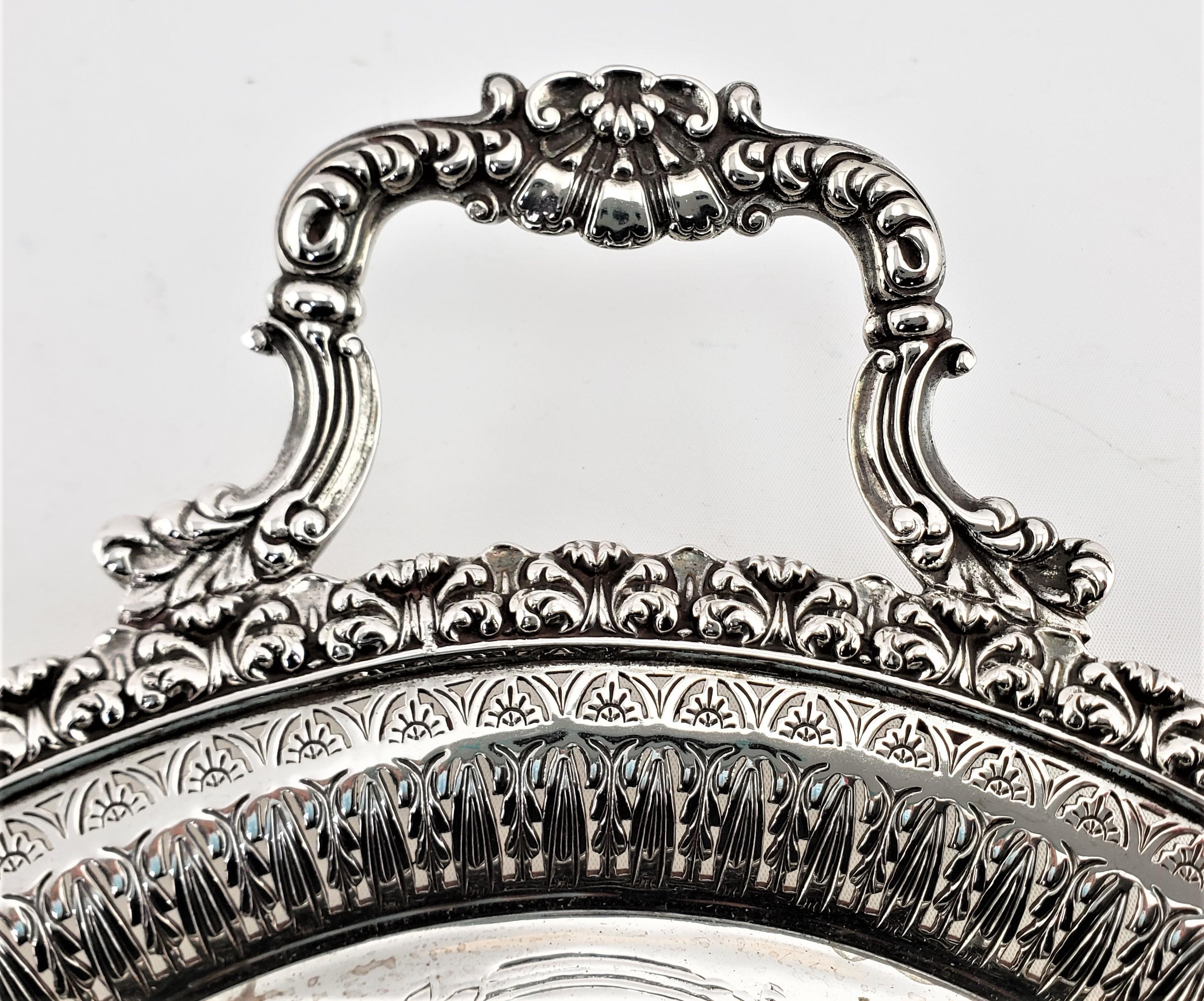 Victorian Antique Barker-Ellis Silver Plated Oval Serving Tray with Pierced Decoration For Sale