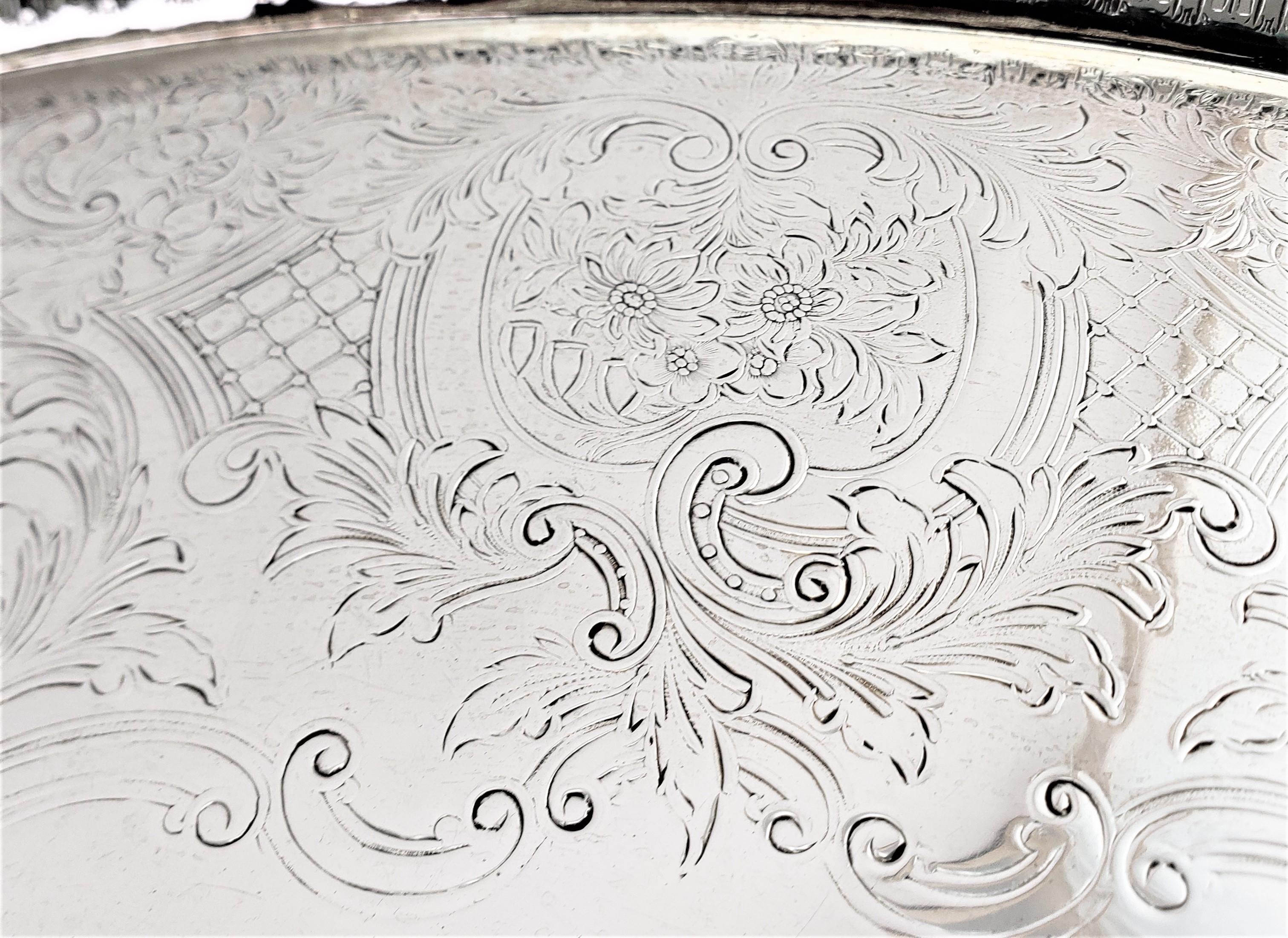 Antique Barker-Ellis Silver Plated Oval Serving Tray with Pierced Decoration In Good Condition For Sale In Hamilton, Ontario