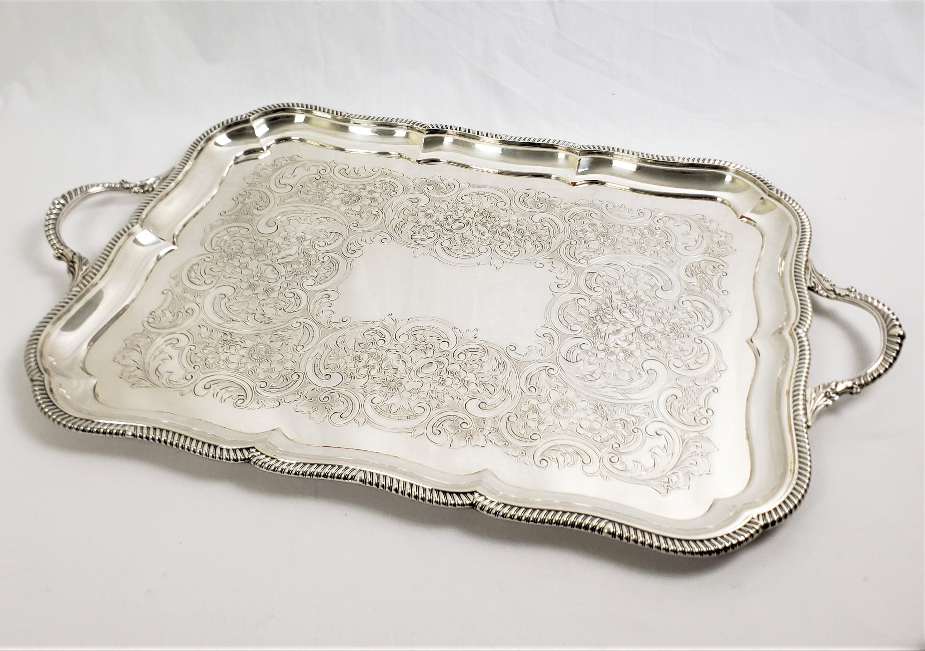 Antique Barker Ellis Silver Plated Serving Tray with Stylized Rope Decoration For Sale 4