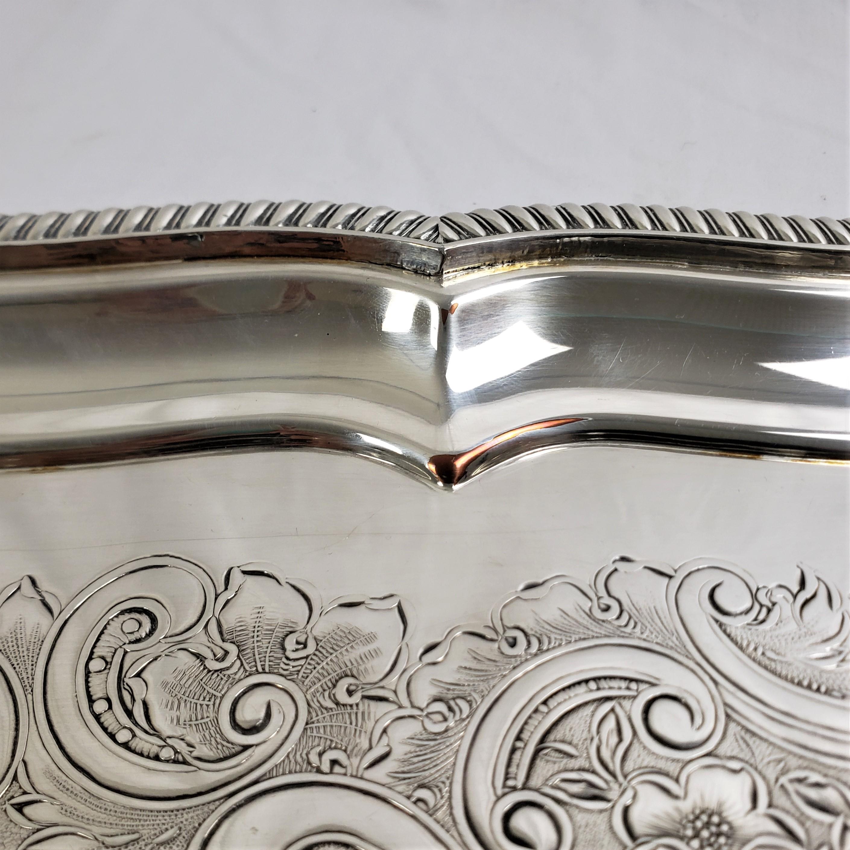 Antique Barker Ellis Silver Plated Serving Tray with Stylized Rope Decoration For Sale 5