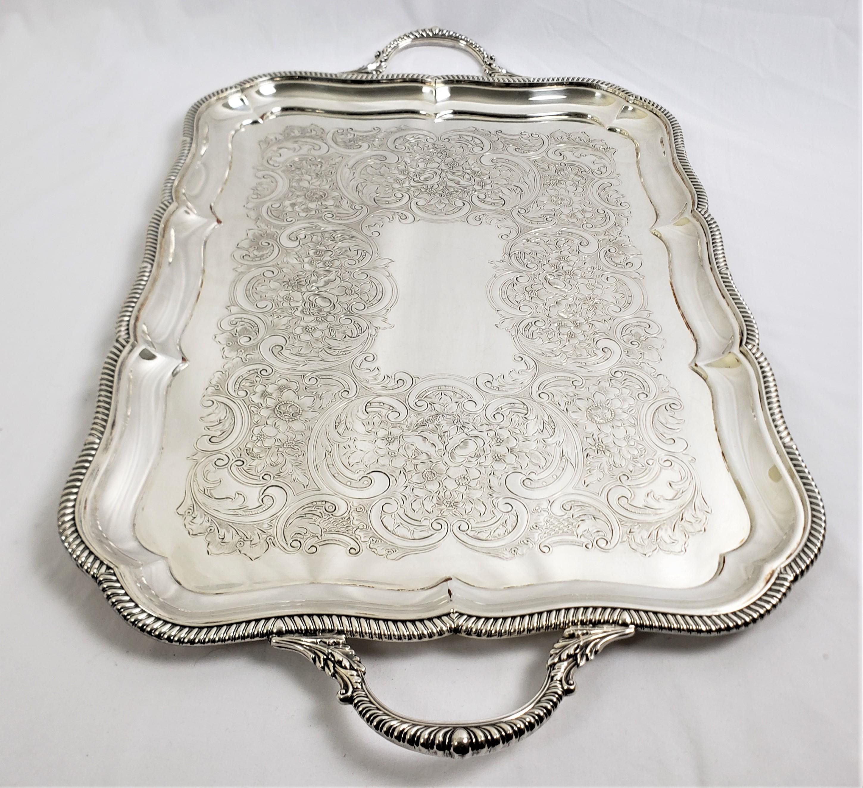 Inglese Antico vassoio da portata placcato in argento di Ellis Barker con decorazione a corda stilizzata in vendita