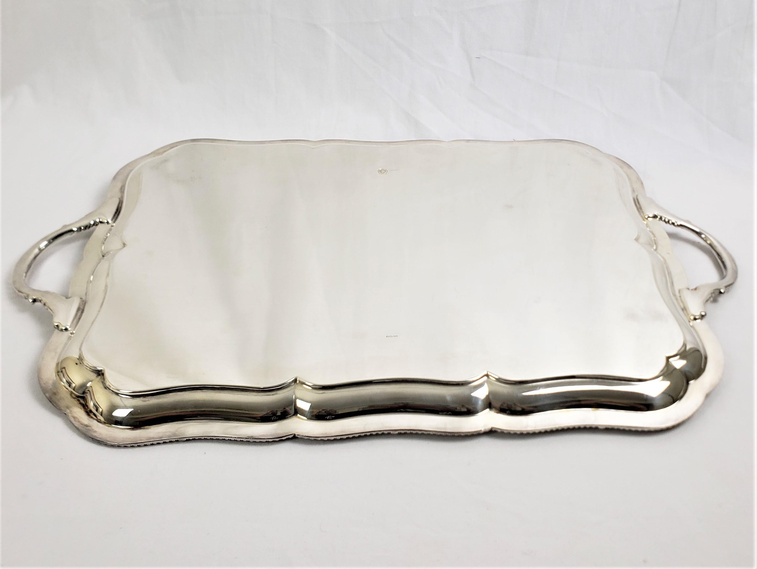 Antique Barker Ellis Silver Plated Serving Tray with Stylized Rope Decoration In Good Condition For Sale In Hamilton, Ontario