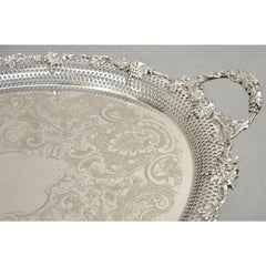 Antikes viktorianisches durchbrochenes Galerie-Serviertablett von Barker Ellis, Traubenrepousse