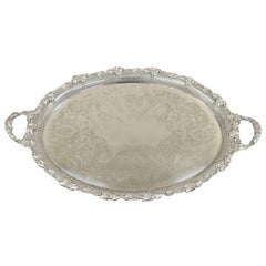 Antique Barker Ellis Victorian Grapevine Repousse Pierced Gallery Serving Tray
