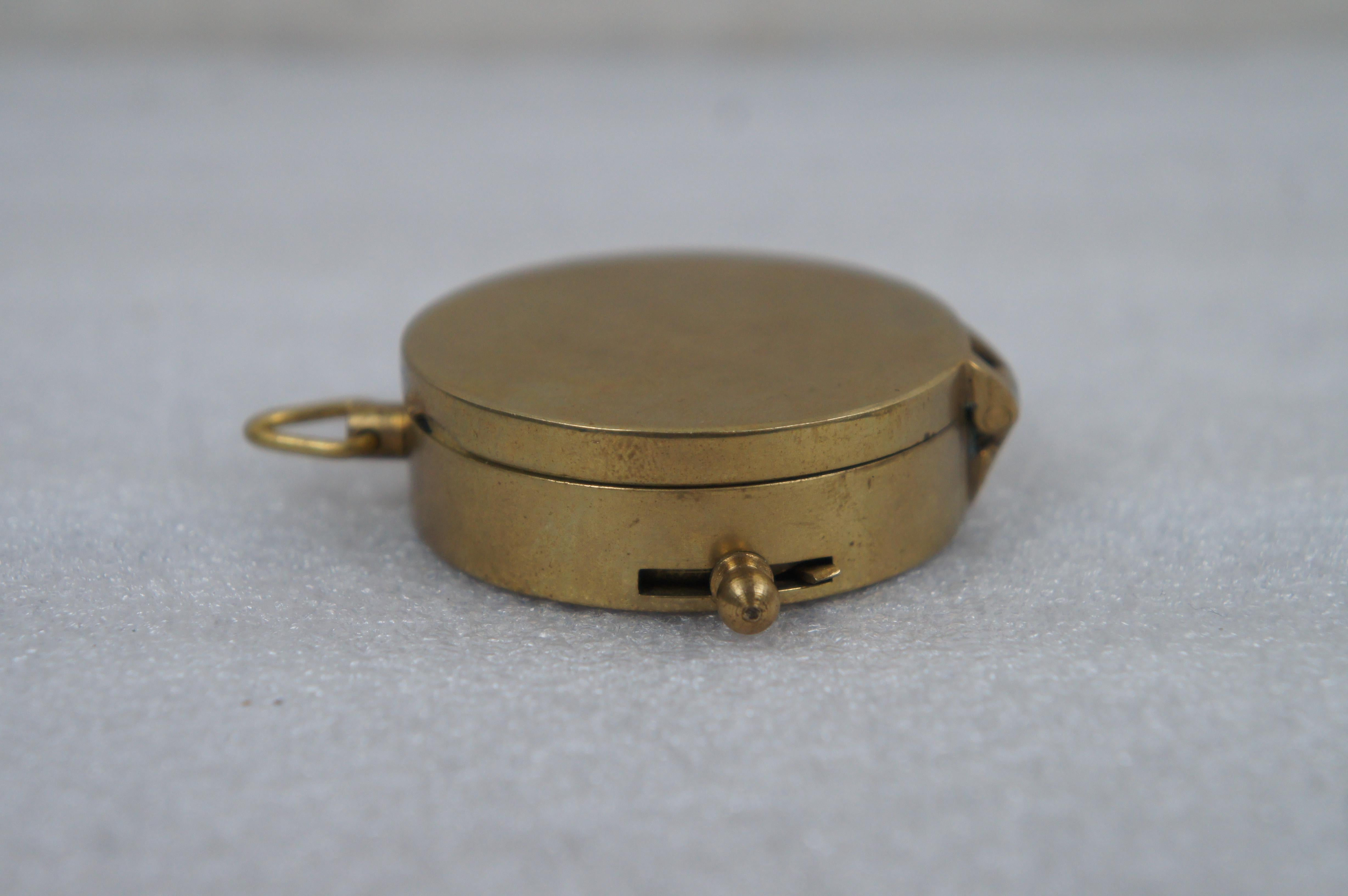 20th Century Antique Barker & Sons London Brass Pocket Nautical Navigation Compass Fob