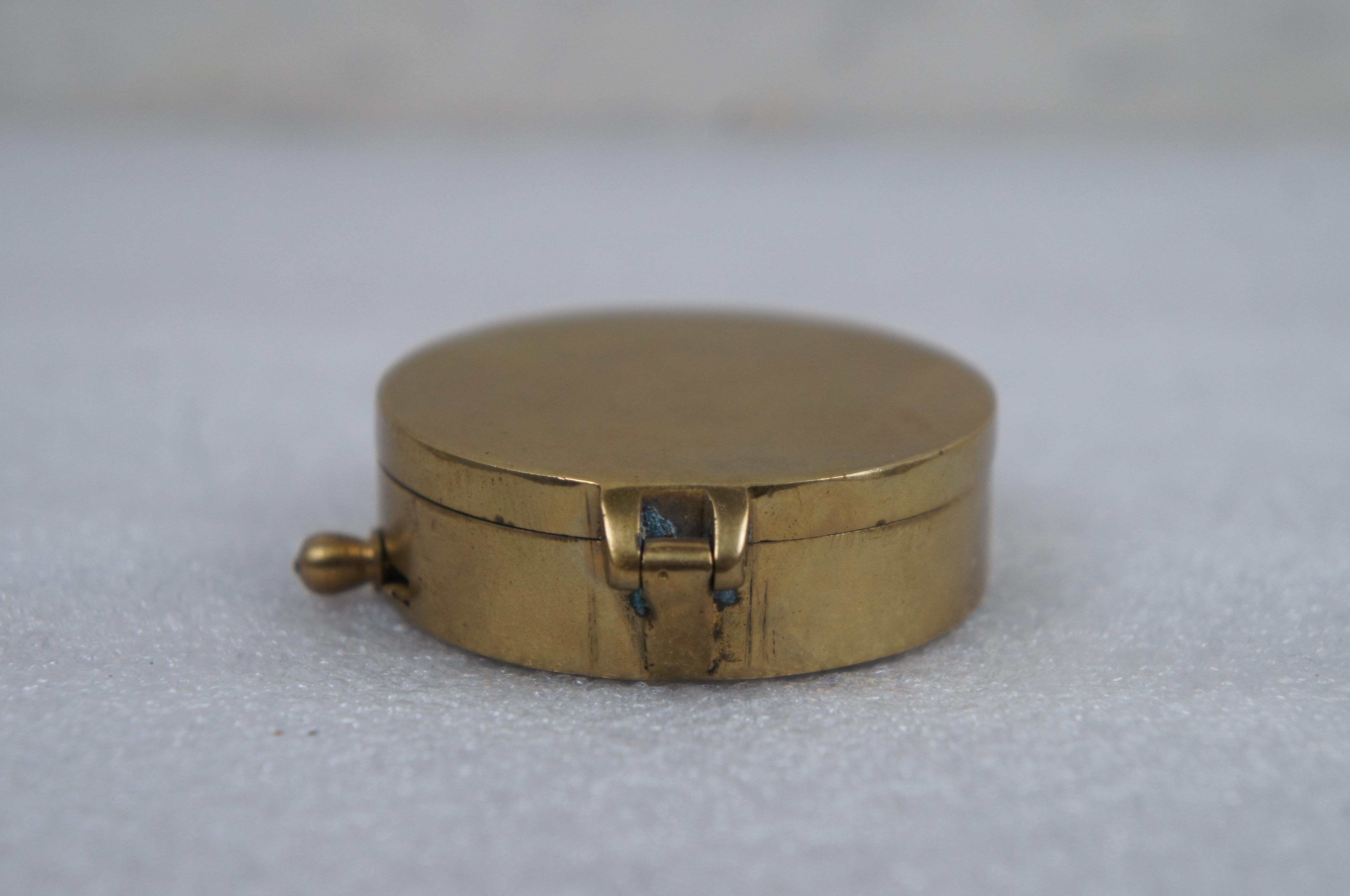 Antique Barker & Sons London Brass Pocket Nautical Navigation Compass Fob 1
