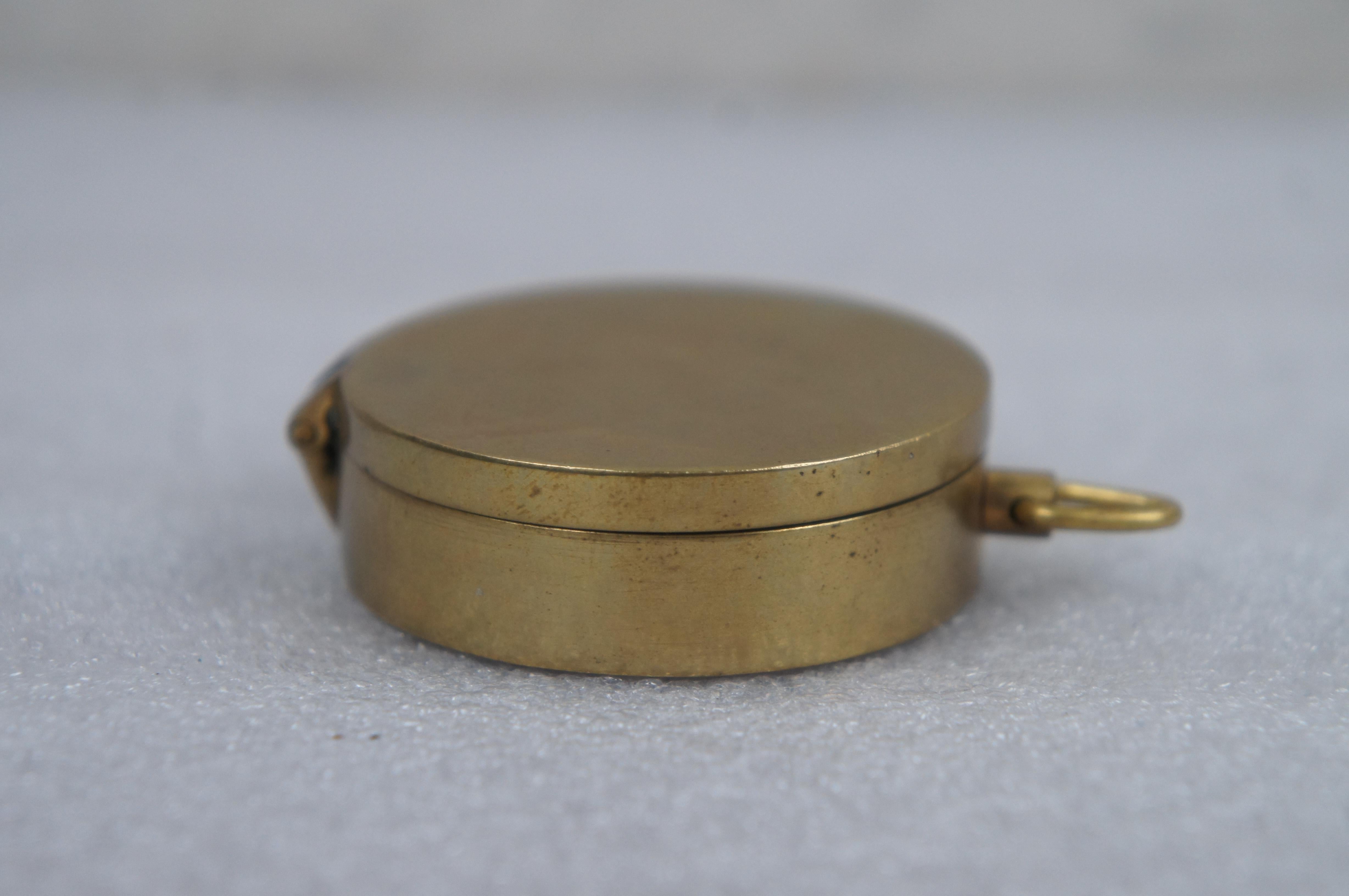 Antique Barker & Sons London Brass Pocket Nautical Navigation Compass Fob 2