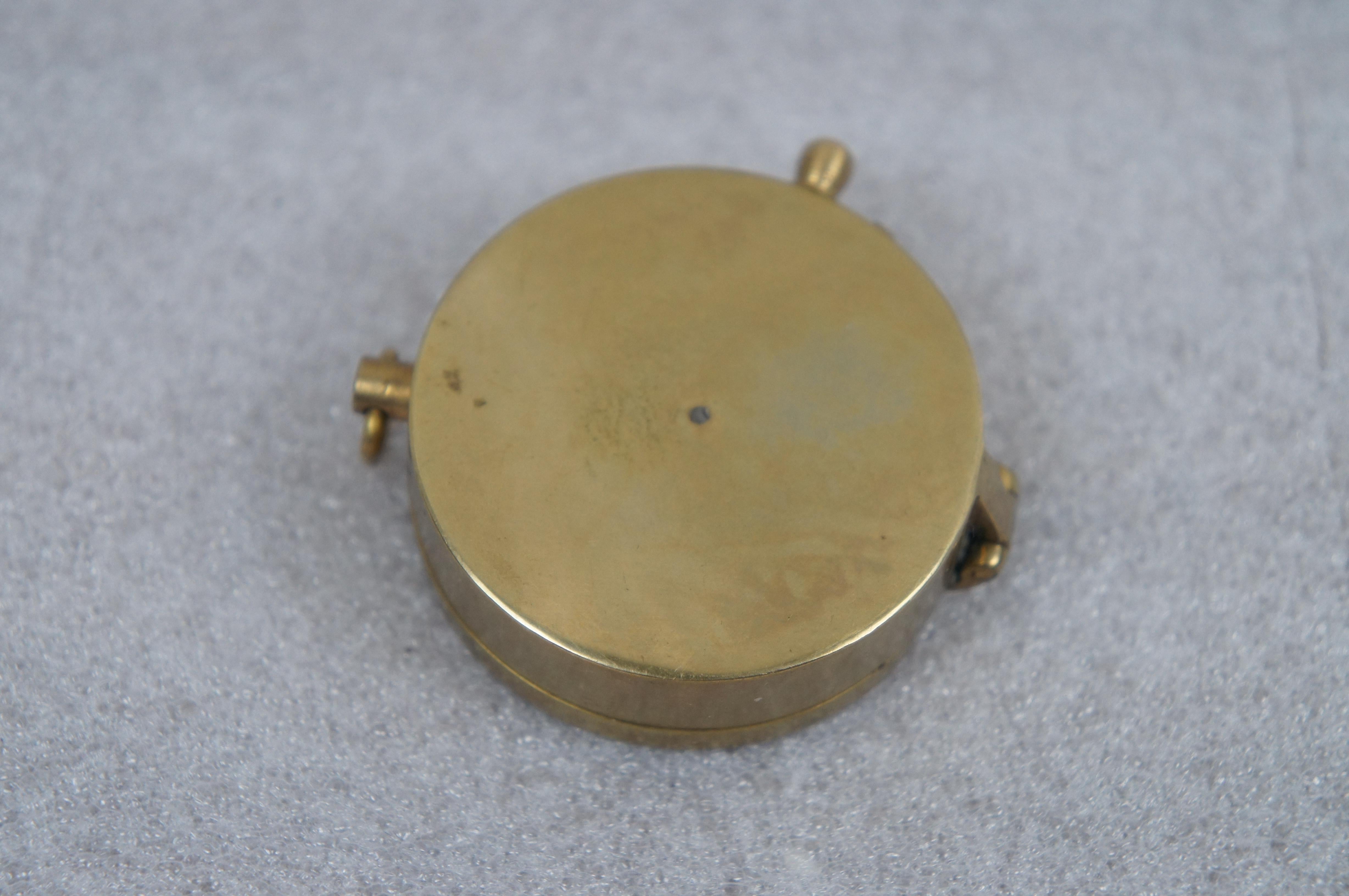 Antique Barker & Sons London Brass Pocket Nautical Navigation Compass Fob 4