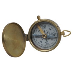 Used Barker & Sons London Brass Pocket Nautical Navigation Compass Fob