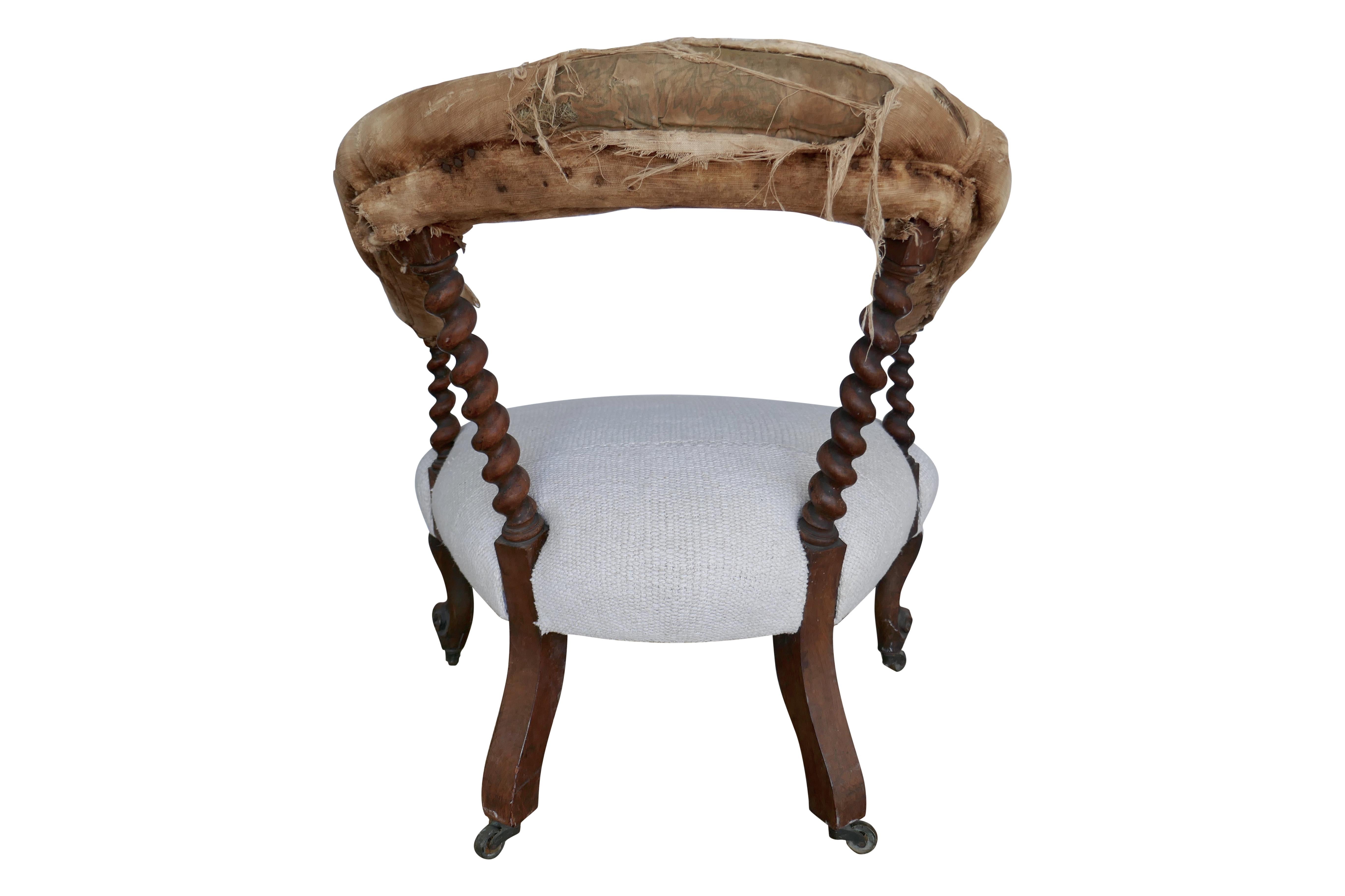 Antique Barley Twist Armchair In Distressed Condition For Sale In thousand oaks, CA